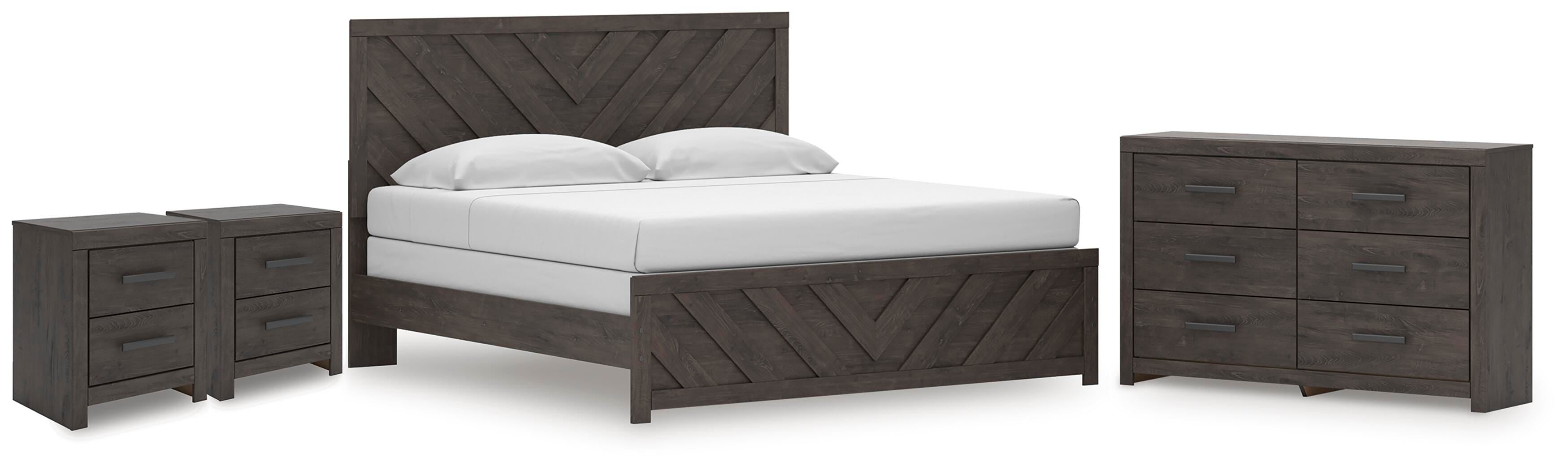 Dar Furniture - Ashley Furniture - Prendonea King Panel Bed, Dresser and 2 Nightstands - King Panel Bed, Dresser and 2 Nightstands - B3789B13
