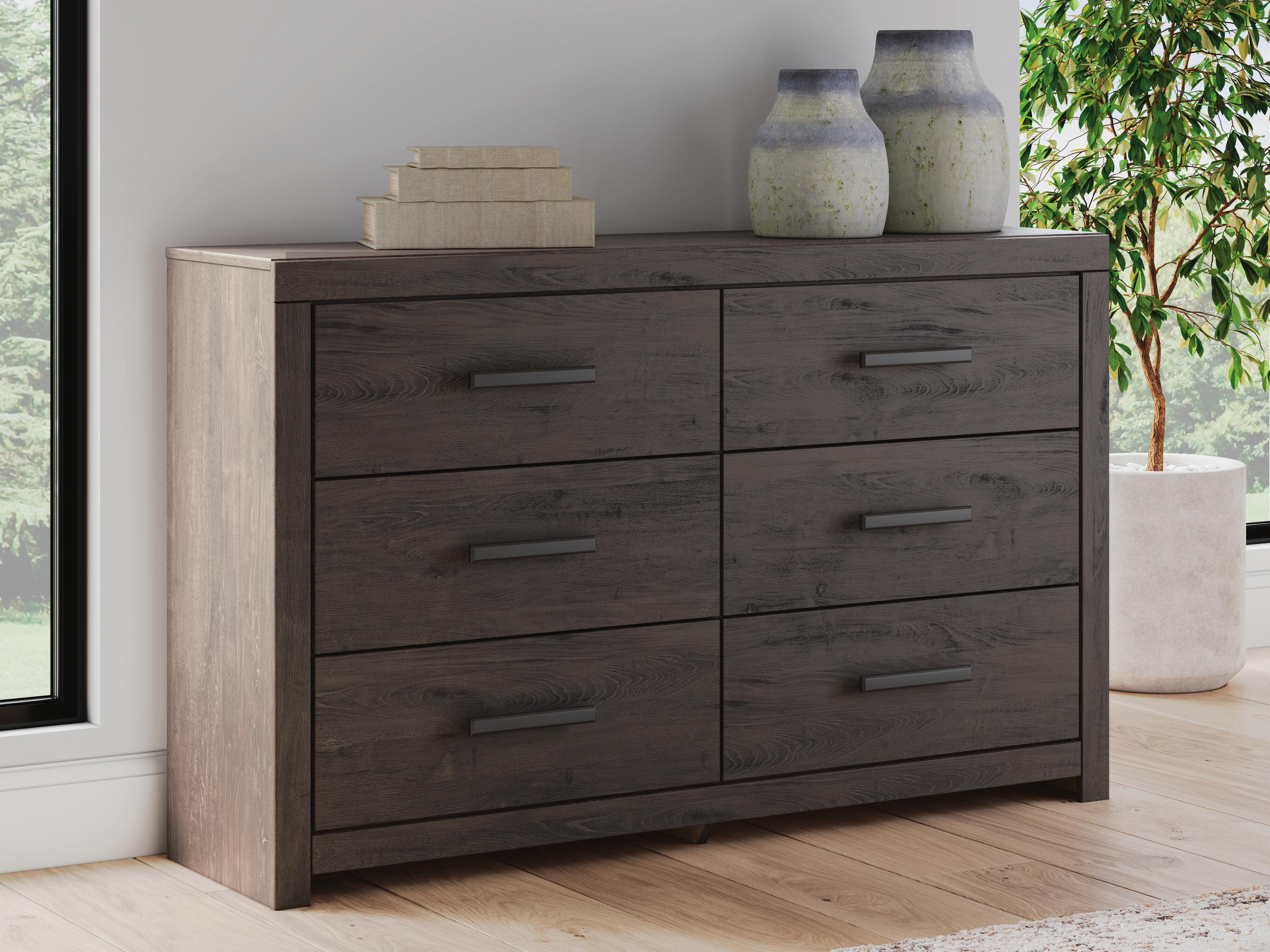 Dar Furniture - Ashley Furniture - Prendonea Dresser - Six Drawer Dresser / Charcoal - B3789-31