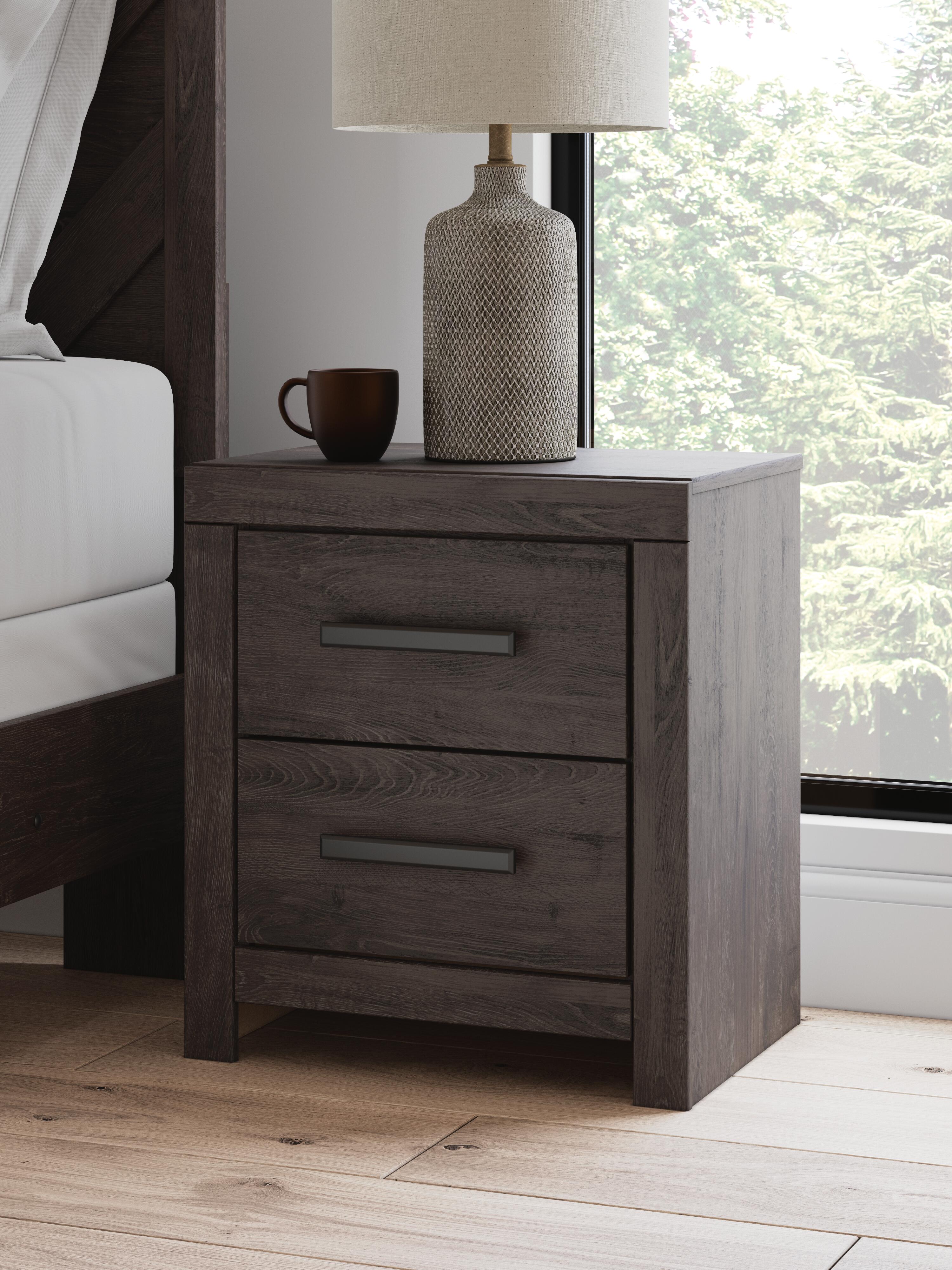 Dar Furniture - Ashley Furniture - Prendonea Nightstand - Two Drawer Night Stand / Charcoal - B3789-92