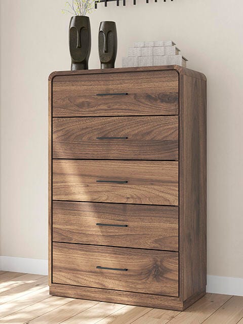 Dar Furniture - Ashley Furniture - Fortlorn Chest of Drawers - Five Drawer Chest / Walnut Brown - PCB386-46