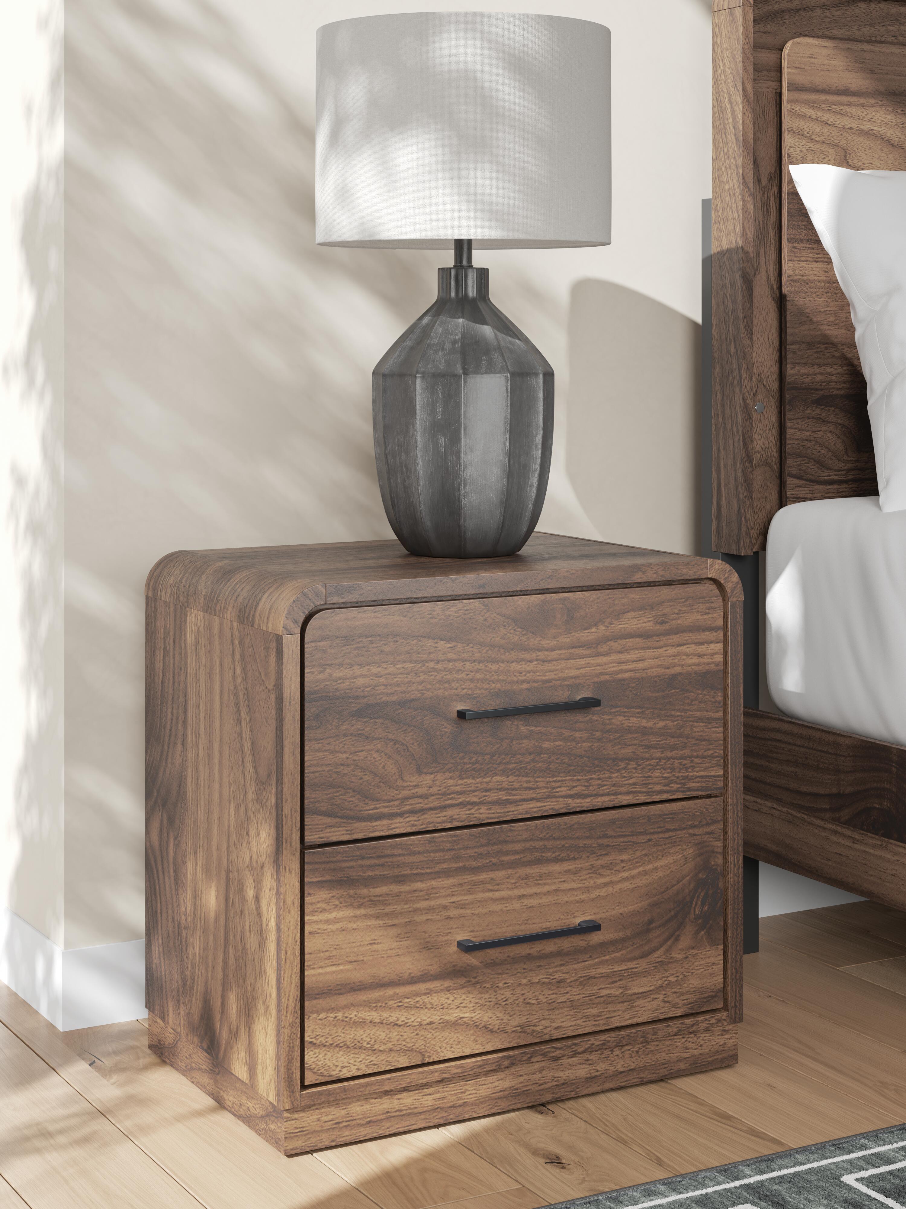 Dar Furniture - Ashley Furniture - Fortlorn Nightstand - Two Drawer Night Stand / Walnut Brown - PCB386-92