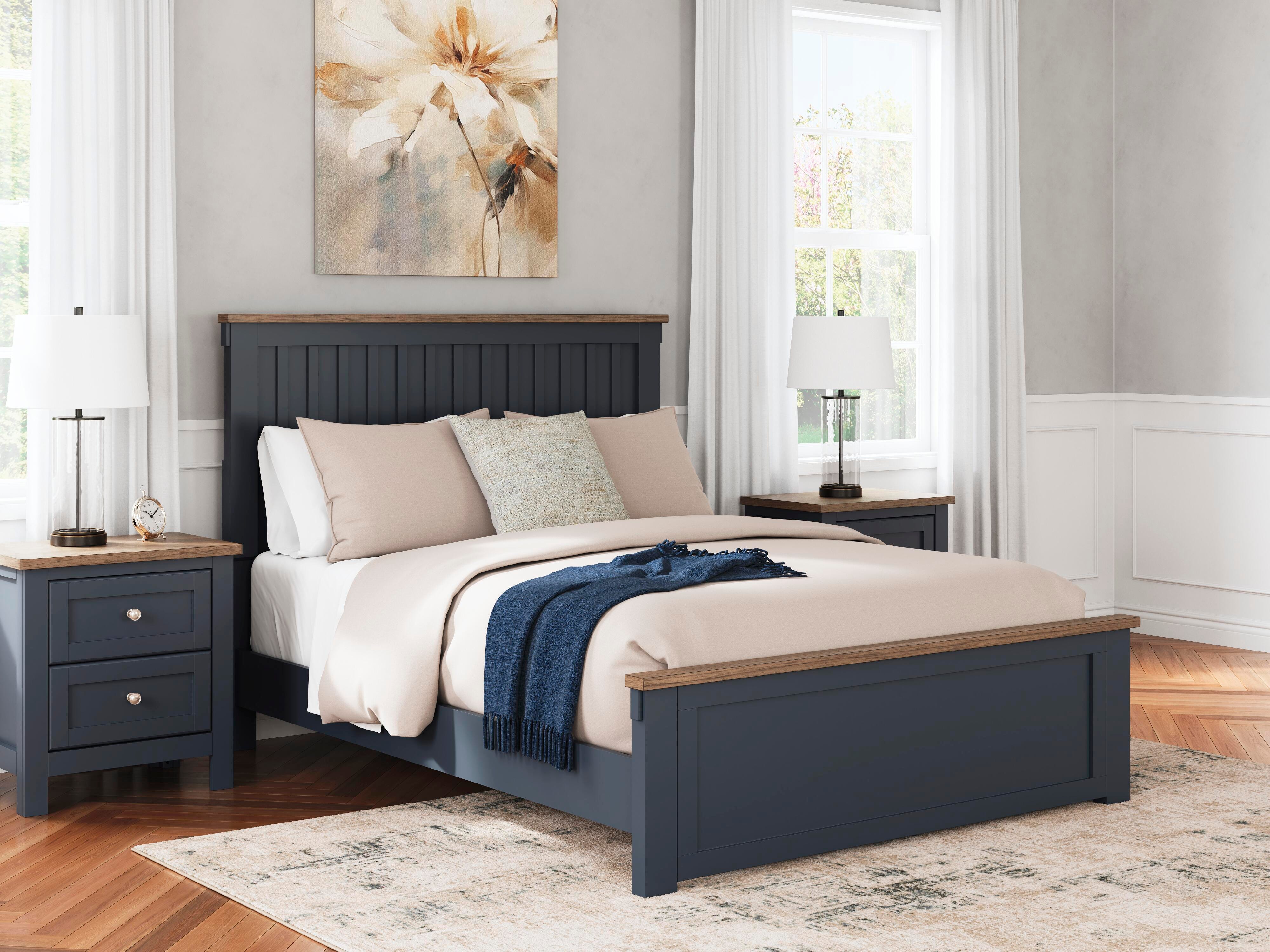Dar Furniture - Ashley Furniture - Landocken Queen Panel Bed - Queen Panel Bed / Brown/Blue - B414B10