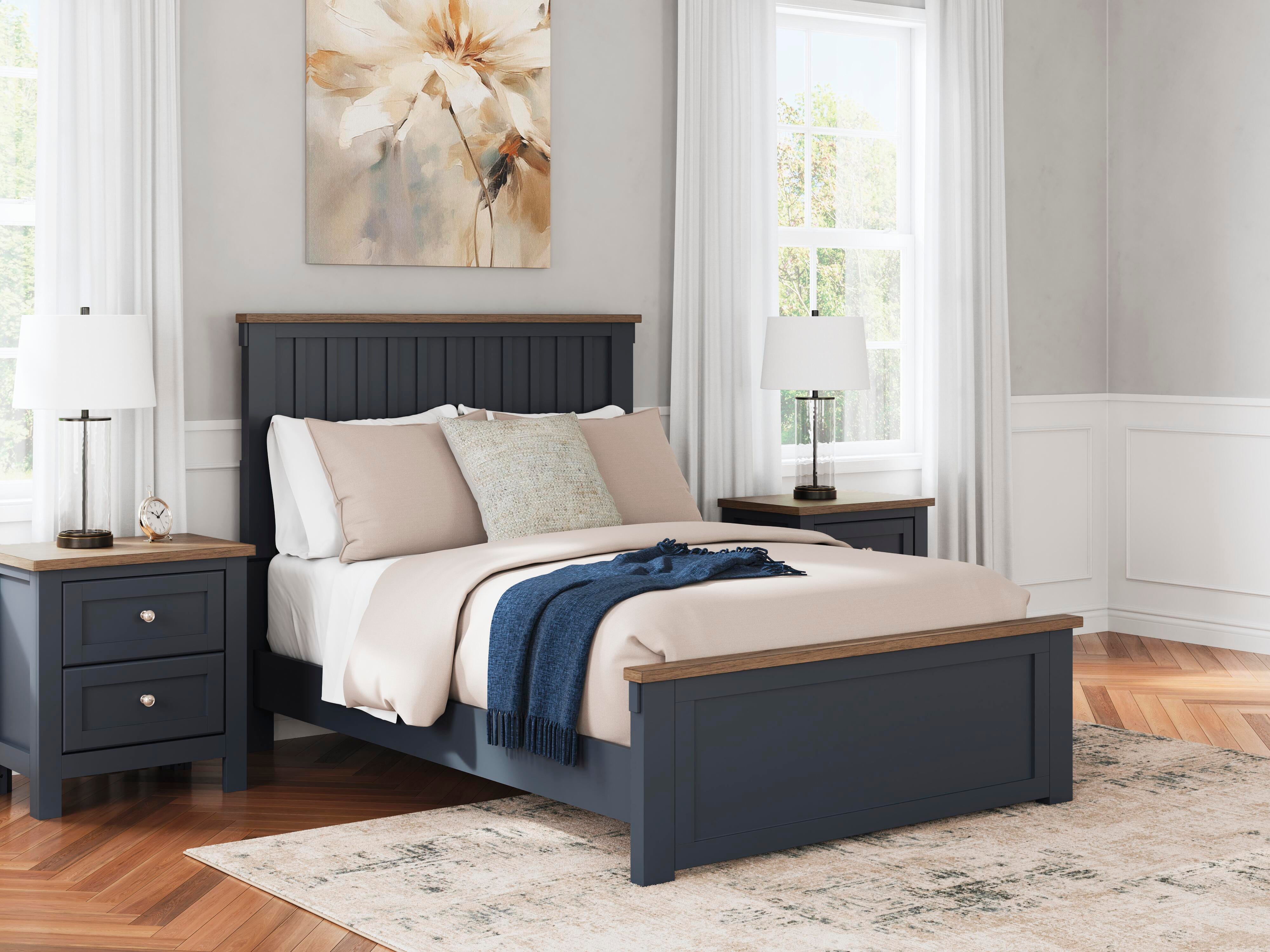 Dar Furniture - Ashley Furniture - Landocken Full Panel Bed - Full Panel Bed / Brown/Blue - B414B3
