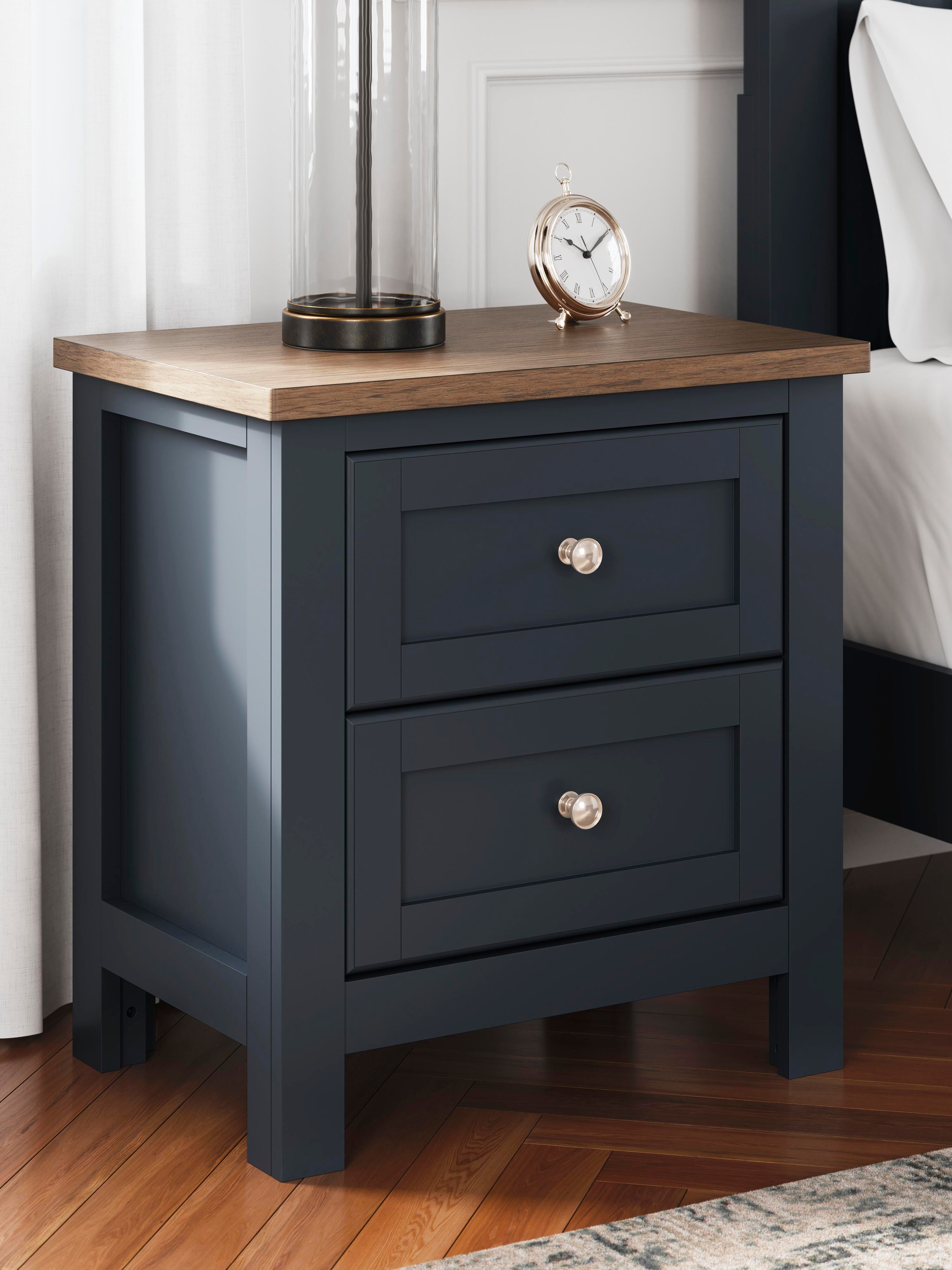 Dar Furniture - Ashley Furniture - Landocken Nightstand - Two Drawer Night Stand / Brown/Blue - B414-92