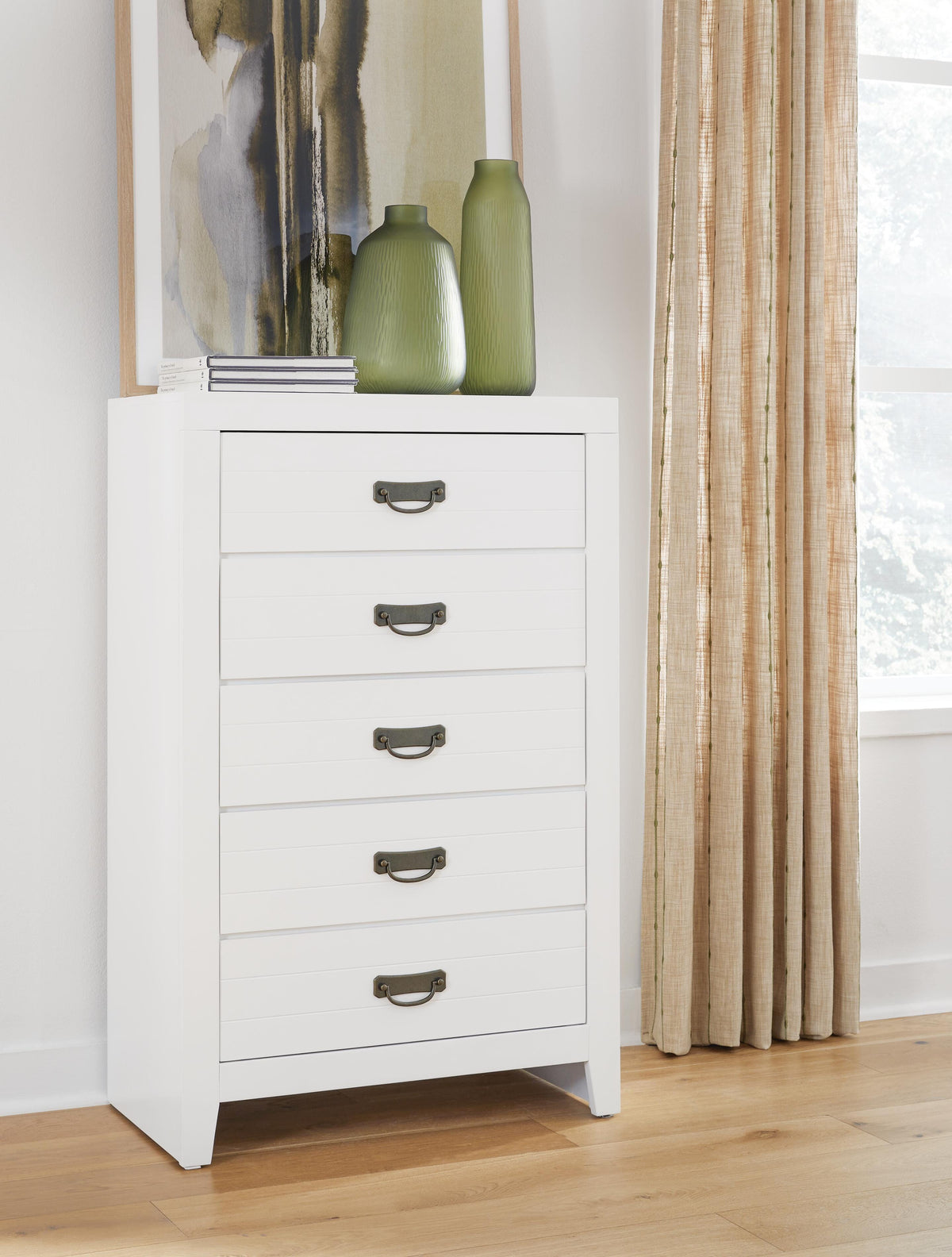 Dar Furniture - Ashley Furniture - Binterglen Chest of Drawers - Five Drawer Chest / White - B427-46