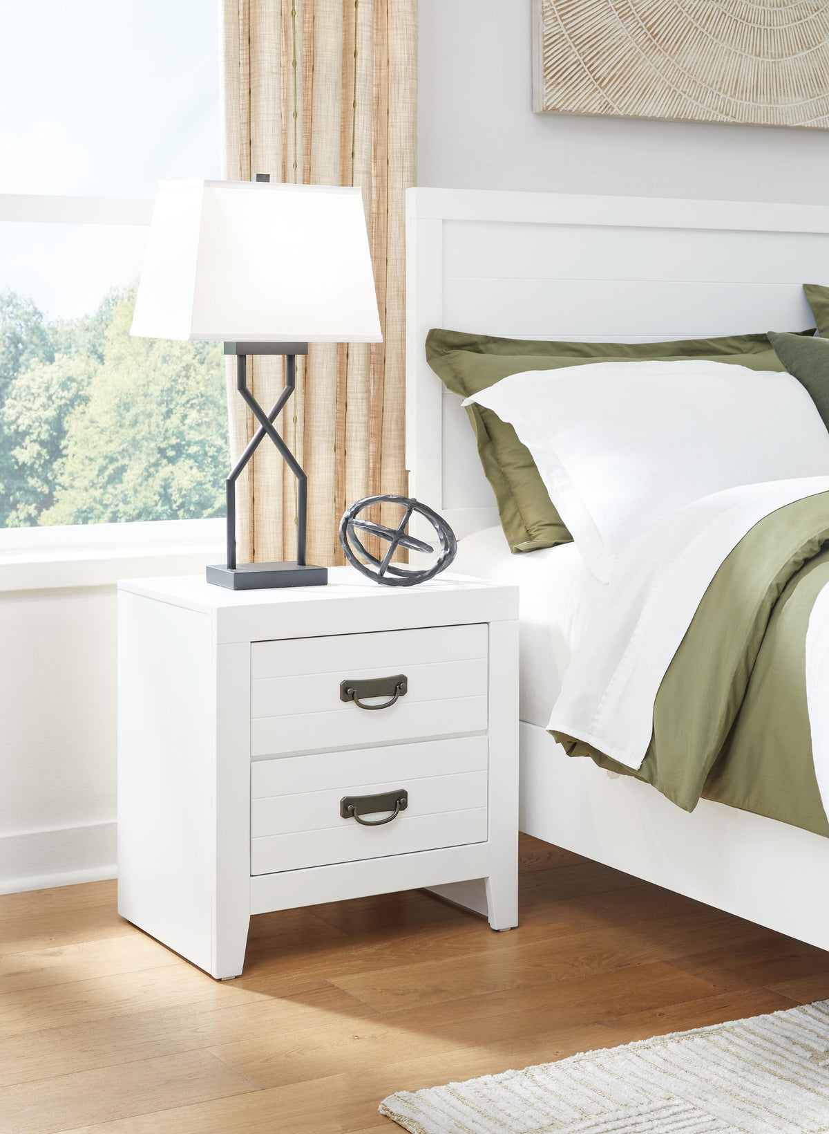 Dar Furniture - Ashley Furniture - Binterglen Nightstand - Two Drawer Night Stand / White - B427-92
