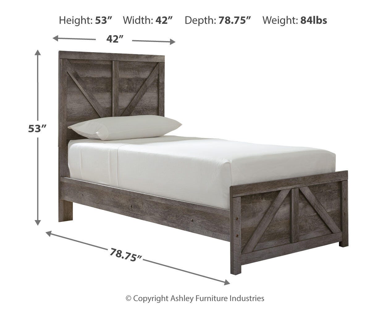 Wynnlow Twin Crossbuck Panel Bed