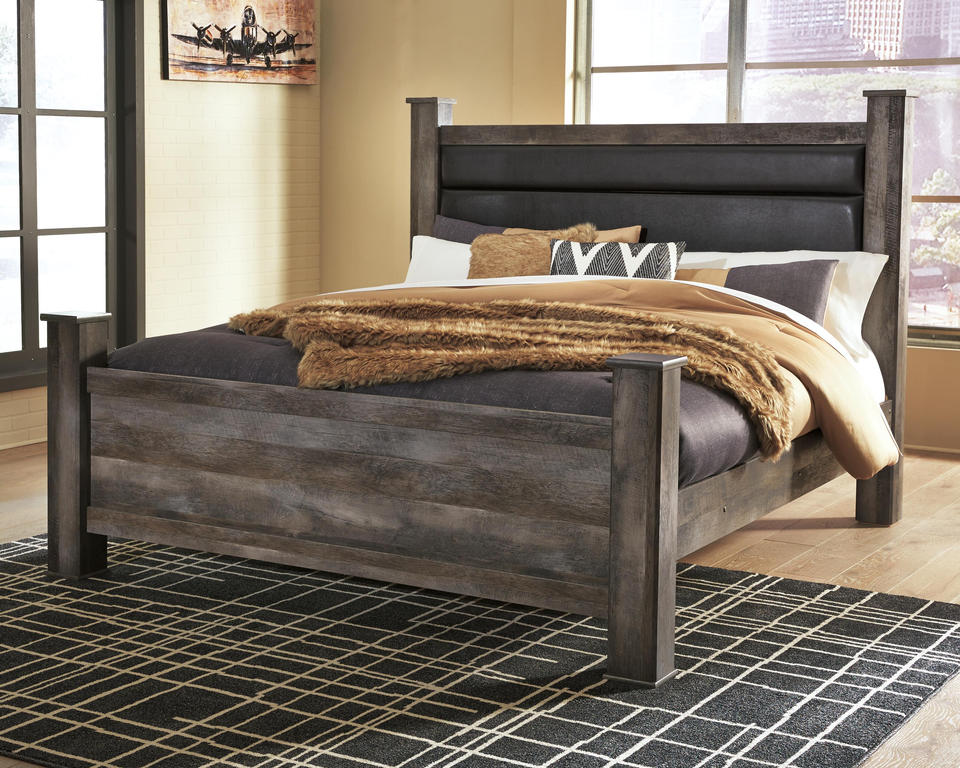 Dar Furniture - Ashley Furniture - Wynnlow King Poster Bed - King Poster Bed / Gray - B440B6