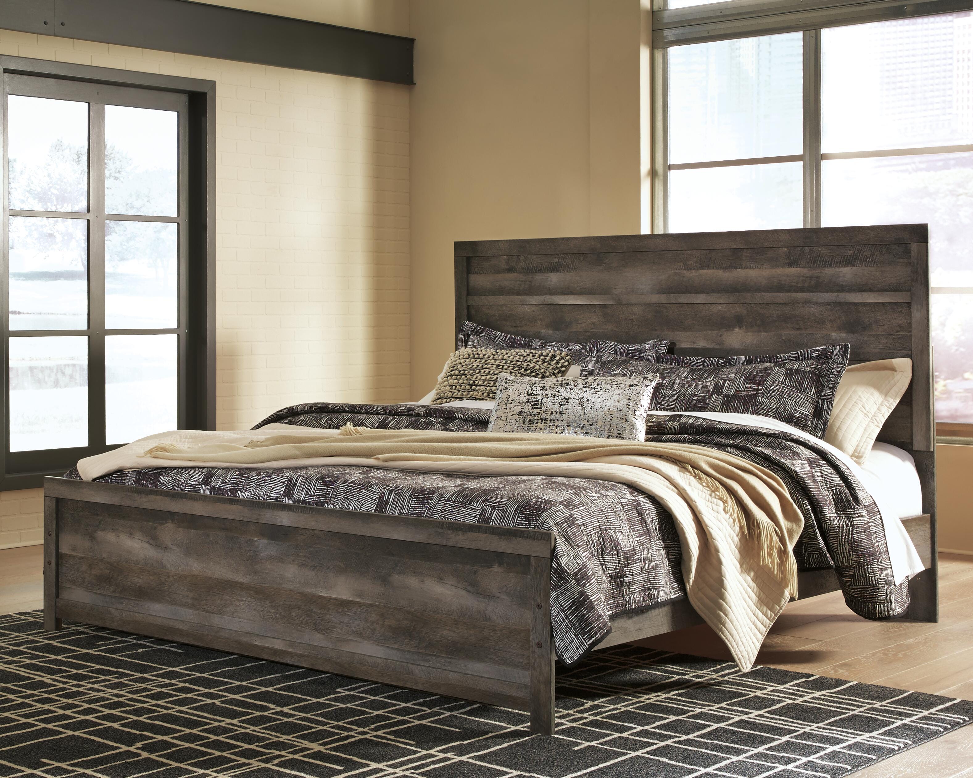 Dar Furniture - Ashley Furniture - Wynnlow King Panel Bed - King Panel Bed / Gray - B440B8