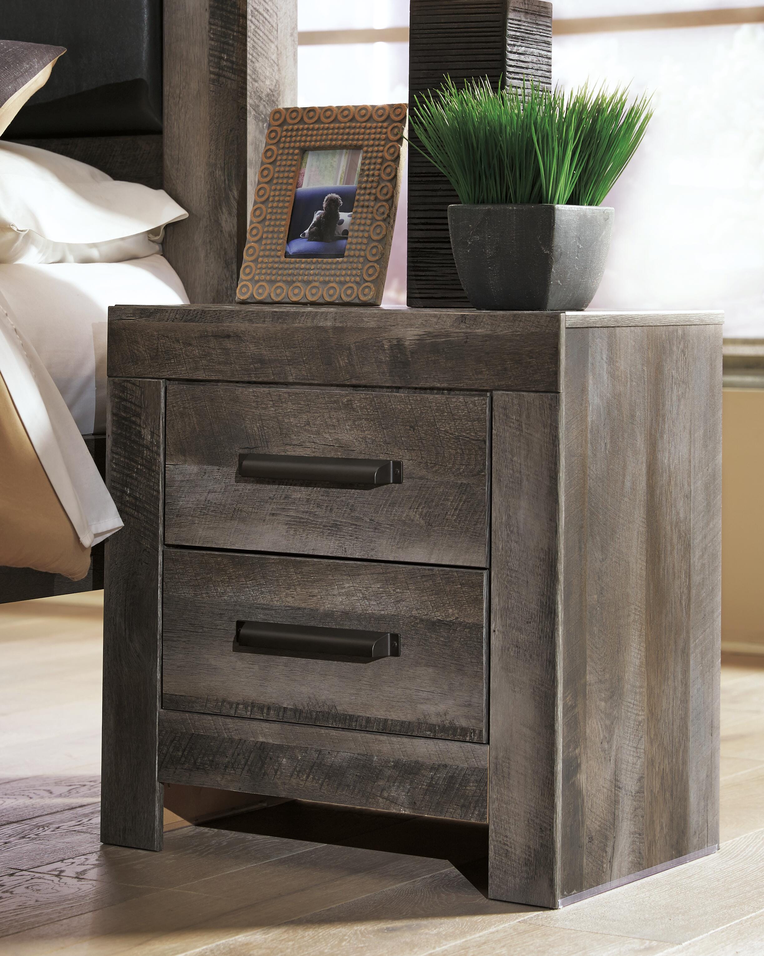 Dar Furniture - Ashley Furniture - Wynnlow Nightstand - Two Drawer Night Stand / Gray - B440-92