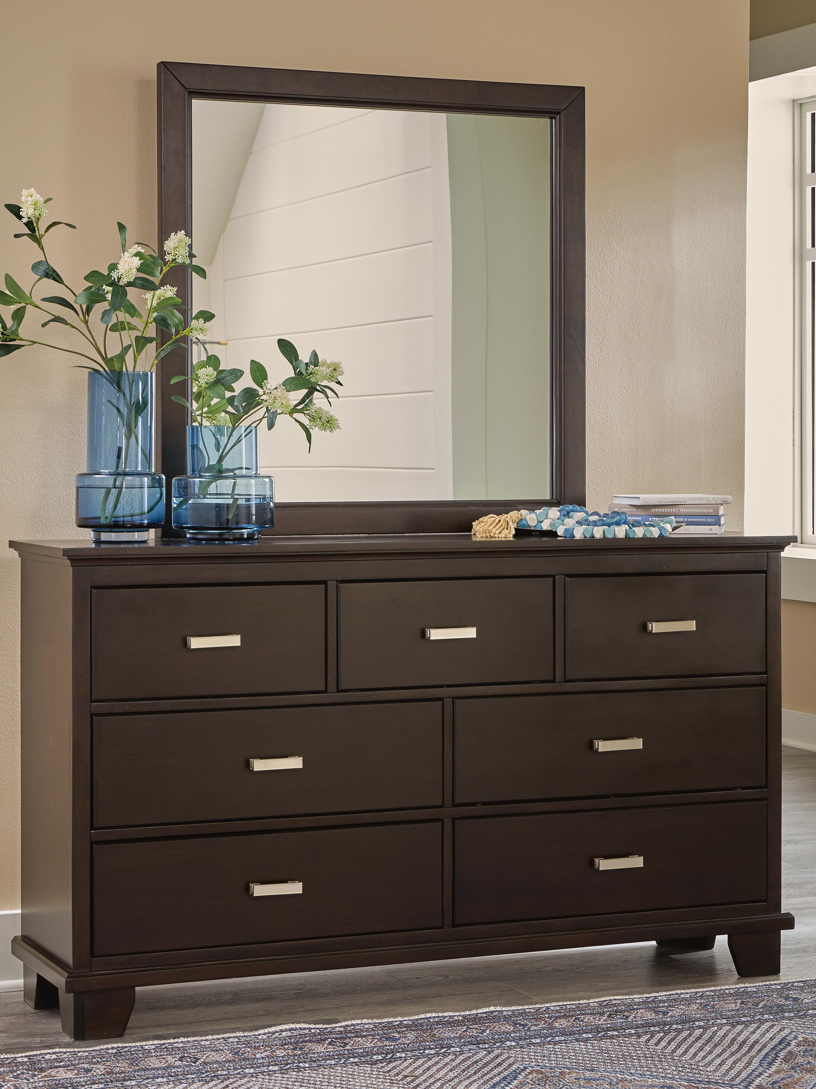 Dar Furniture - Ashley Furniture - Covetown Dresser and Mirror - Dresser and Mirror / Dark Brown - B441B1