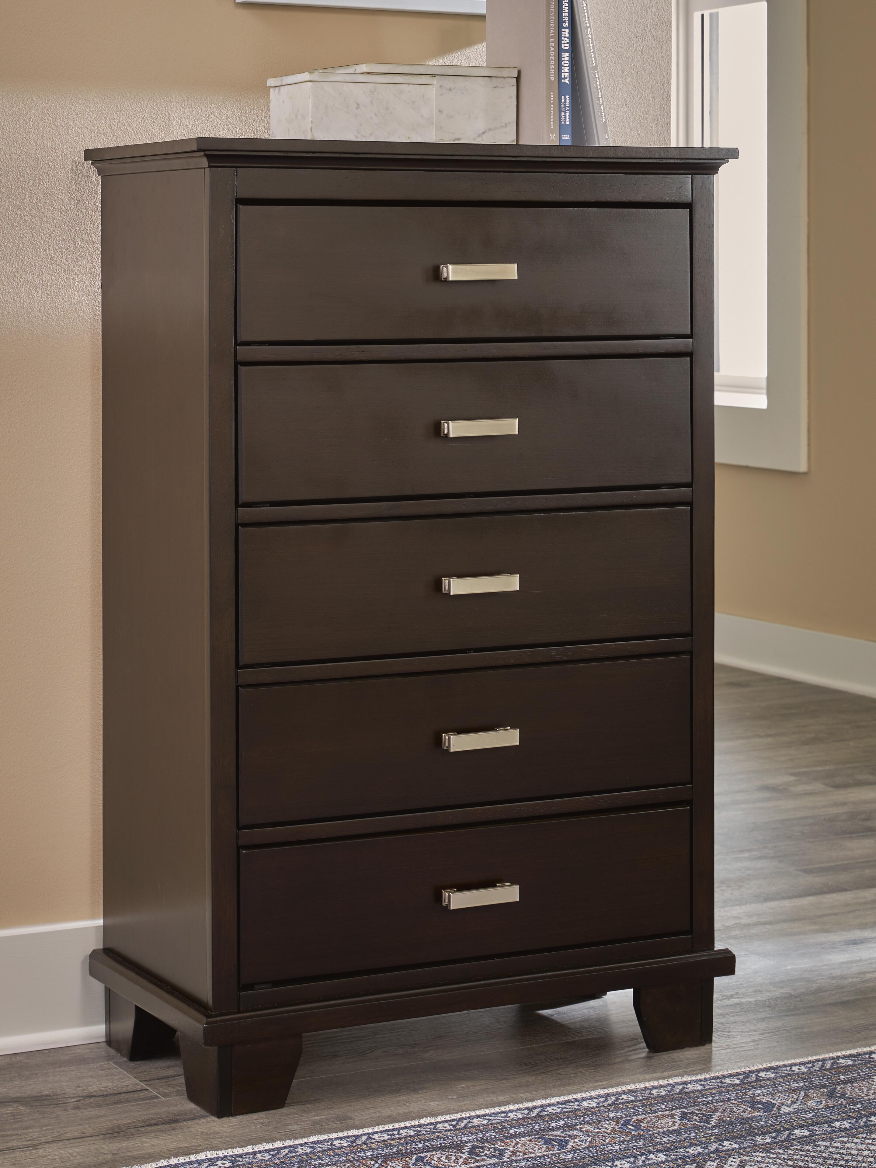 Dar Furniture - Ashley Furniture - Covetown Chest of Drawers - Five Drawer Chest / Dark Brown - B441-46
