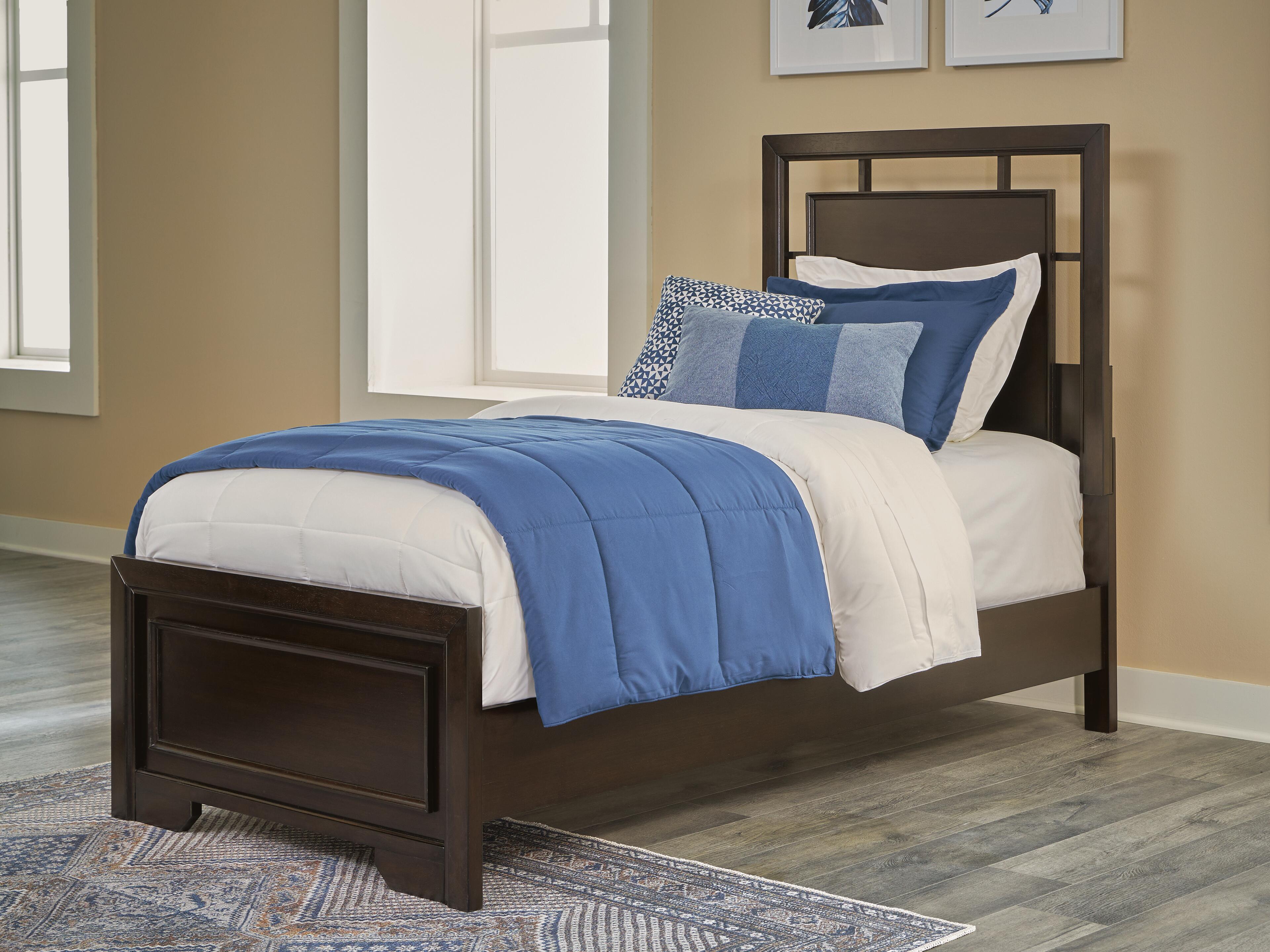 Dar Furniture - Ashley Furniture - Covetown Twin Panel Bed - Twin Panel Bed / Dark Brown - B441B2