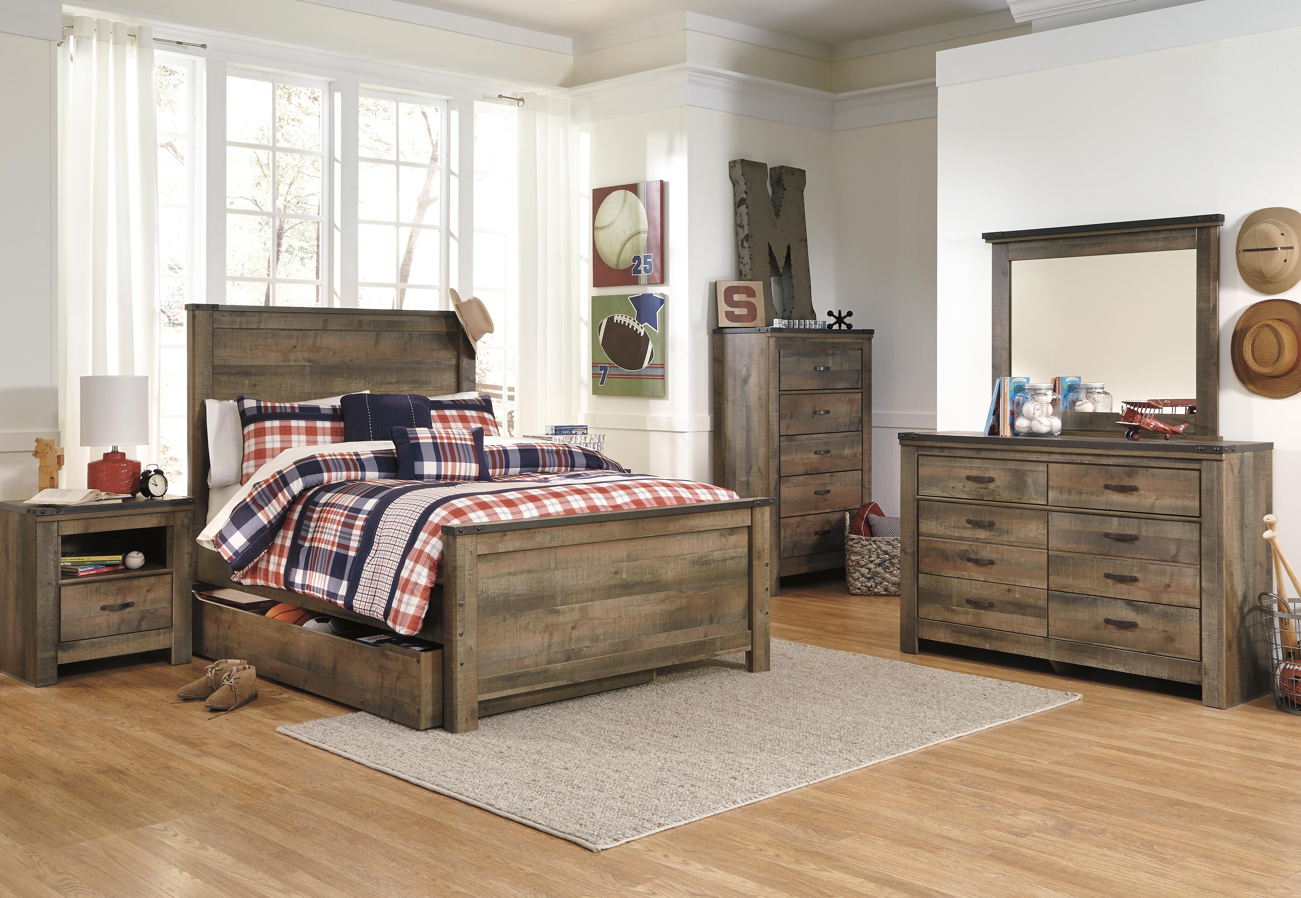 Trinell Full Panel Bed with 1 Large Storage Drawer