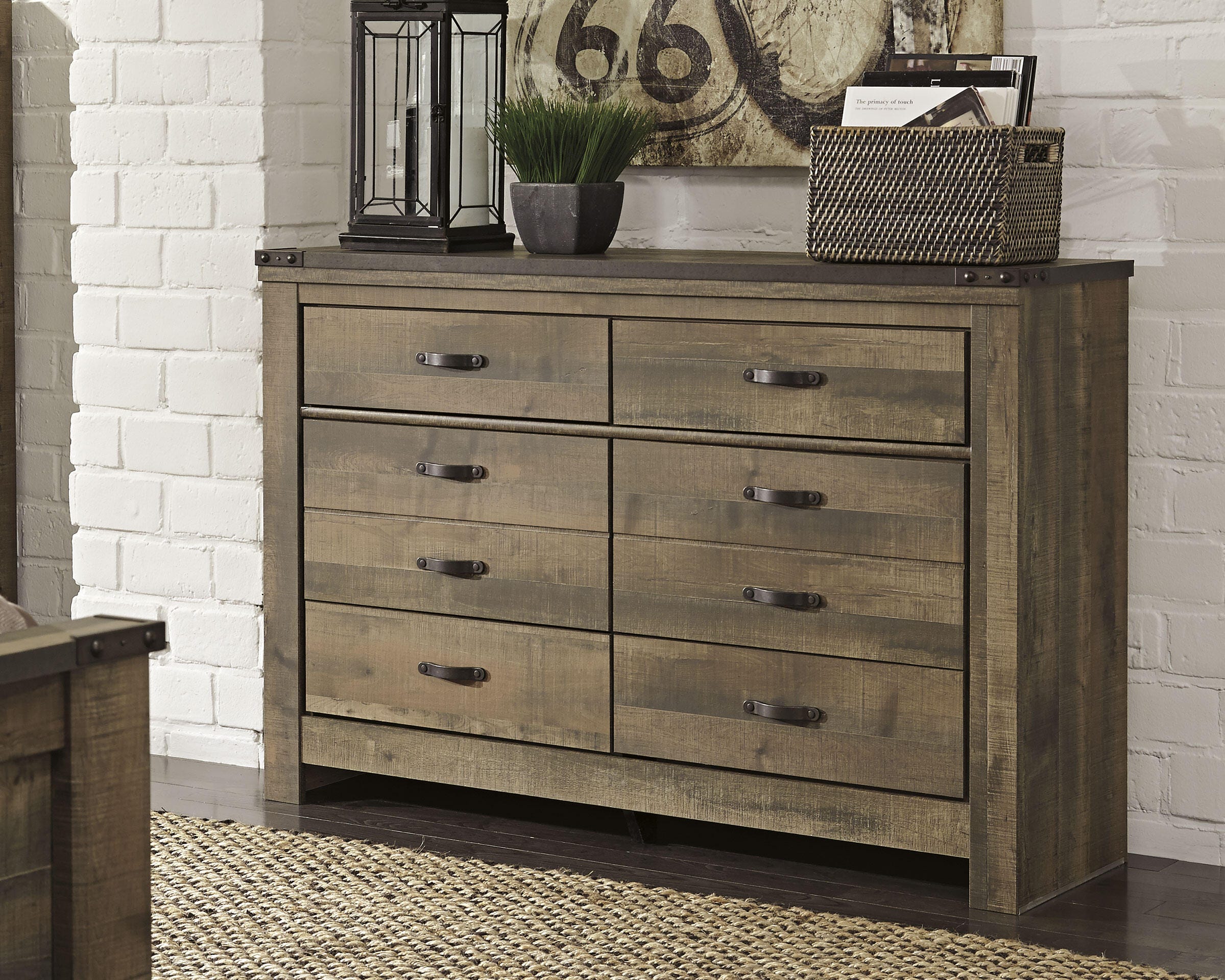 Dar Furniture - Ashley Furniture - Trinell Dresser - Six Drawer Dresser / Brown - B446-31