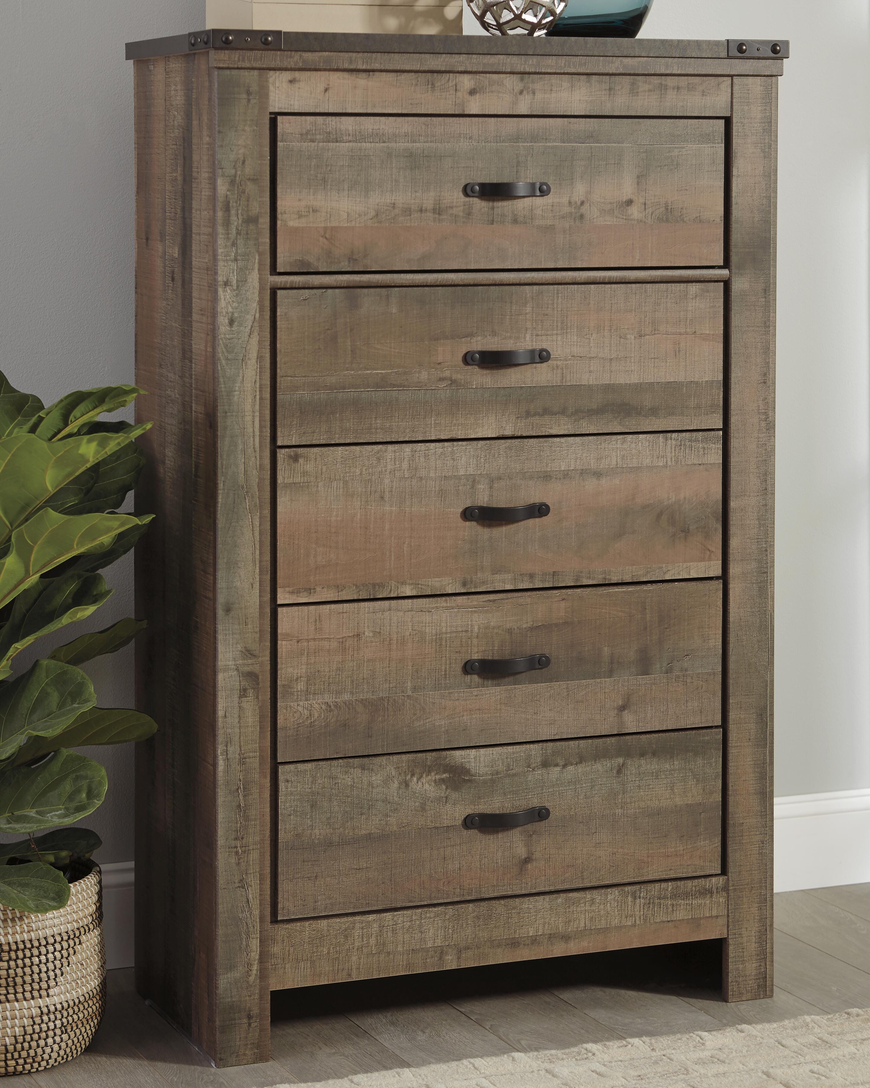 Dar Furniture - Ashley Furniture - Trinell Chest of Drawers - Five Drawer Chest / Brown - B446-46