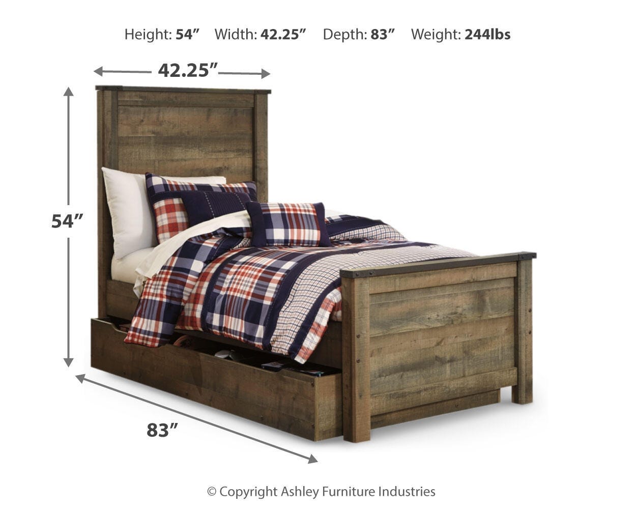 Trinell Twin Panel Bed with 1 Large Storage Drawer