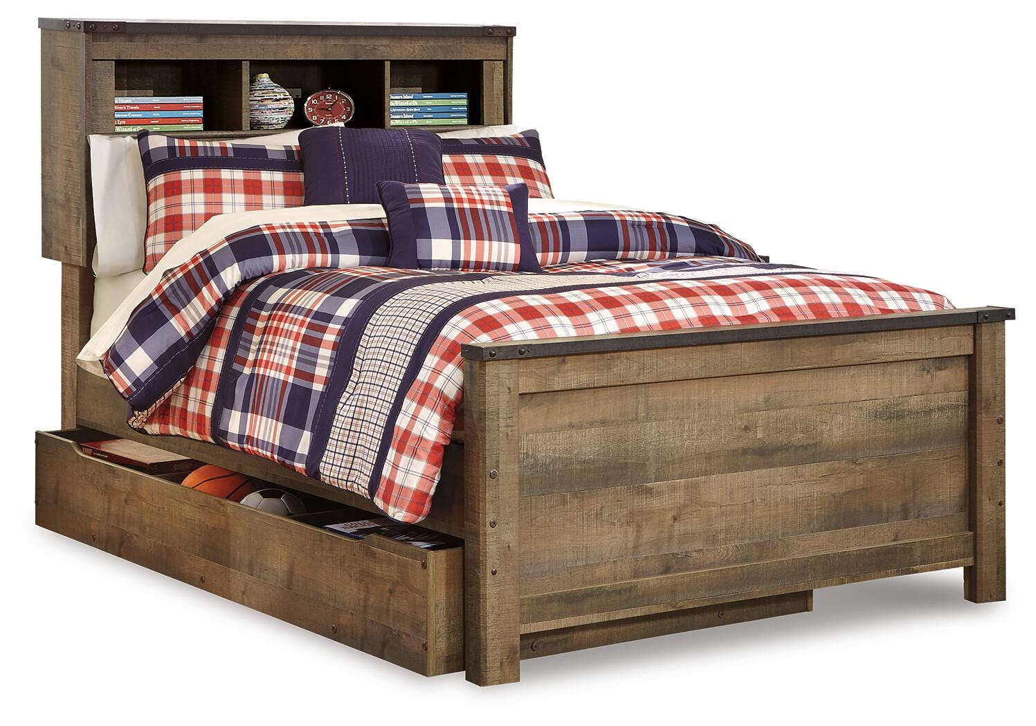 Dar Furniture - Ashley Furniture - Trinell Full Bookcase Bed with Storage - Full Bookcase Bed with Storage / Brown - B446B91
