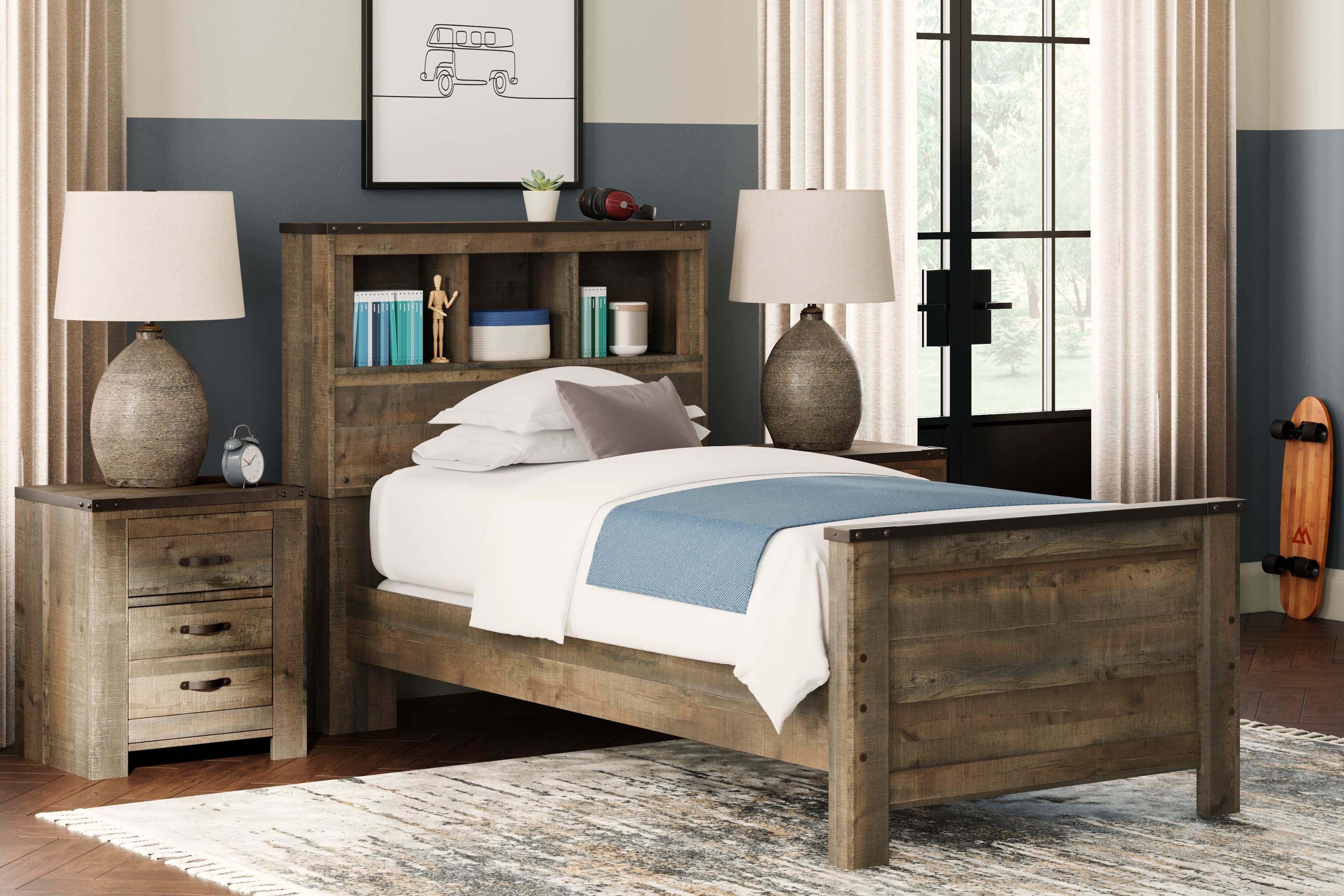 Dar Furniture - Ashley Furniture - Trinell Twin Bookcase Bed - Twin Bookcase Bed / Brown - B446B21