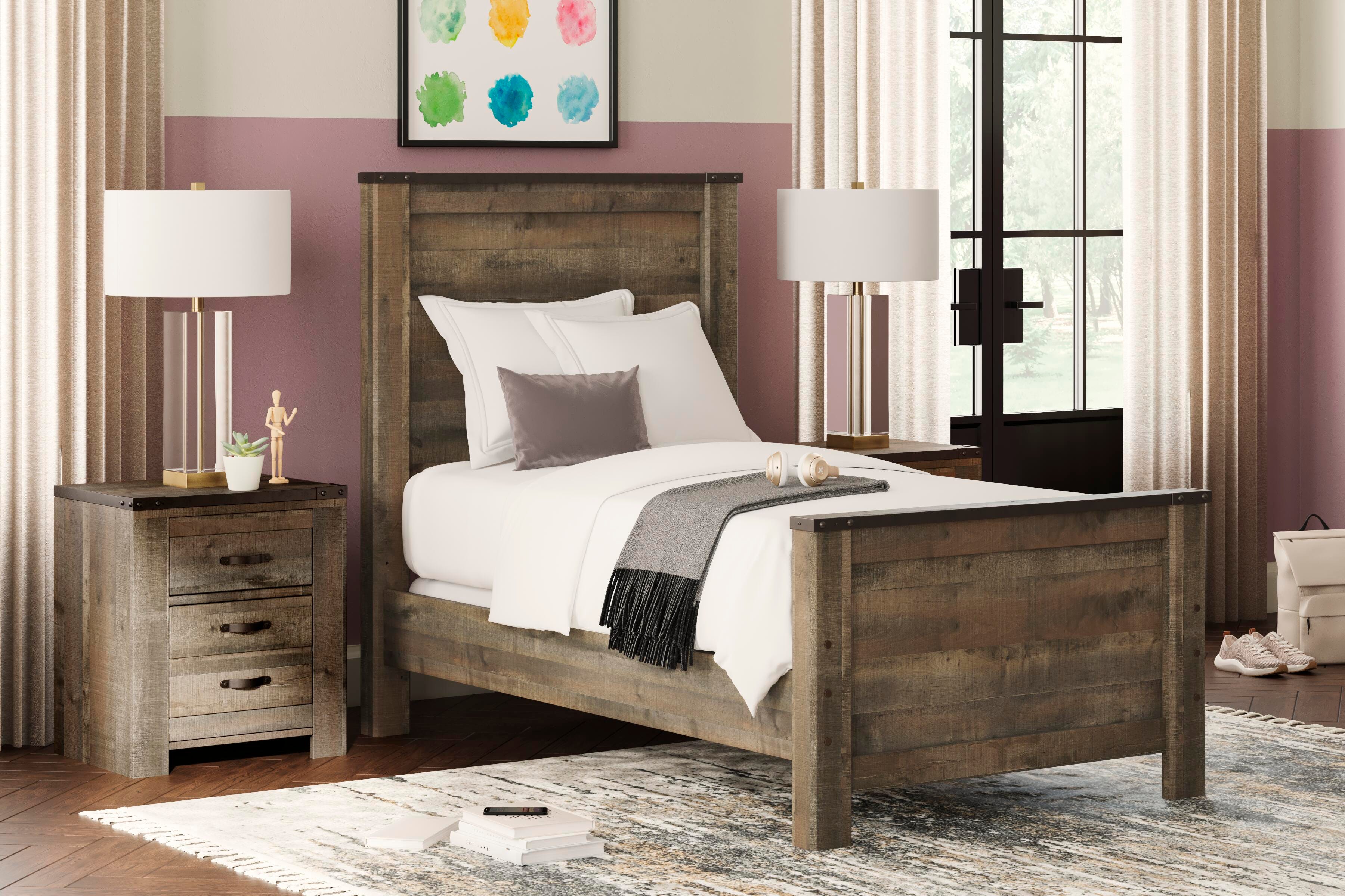 Dar Furniture - Ashley Furniture - Trinell Twin Panel Bed - Twin Panel Bed / Brown - B446B2