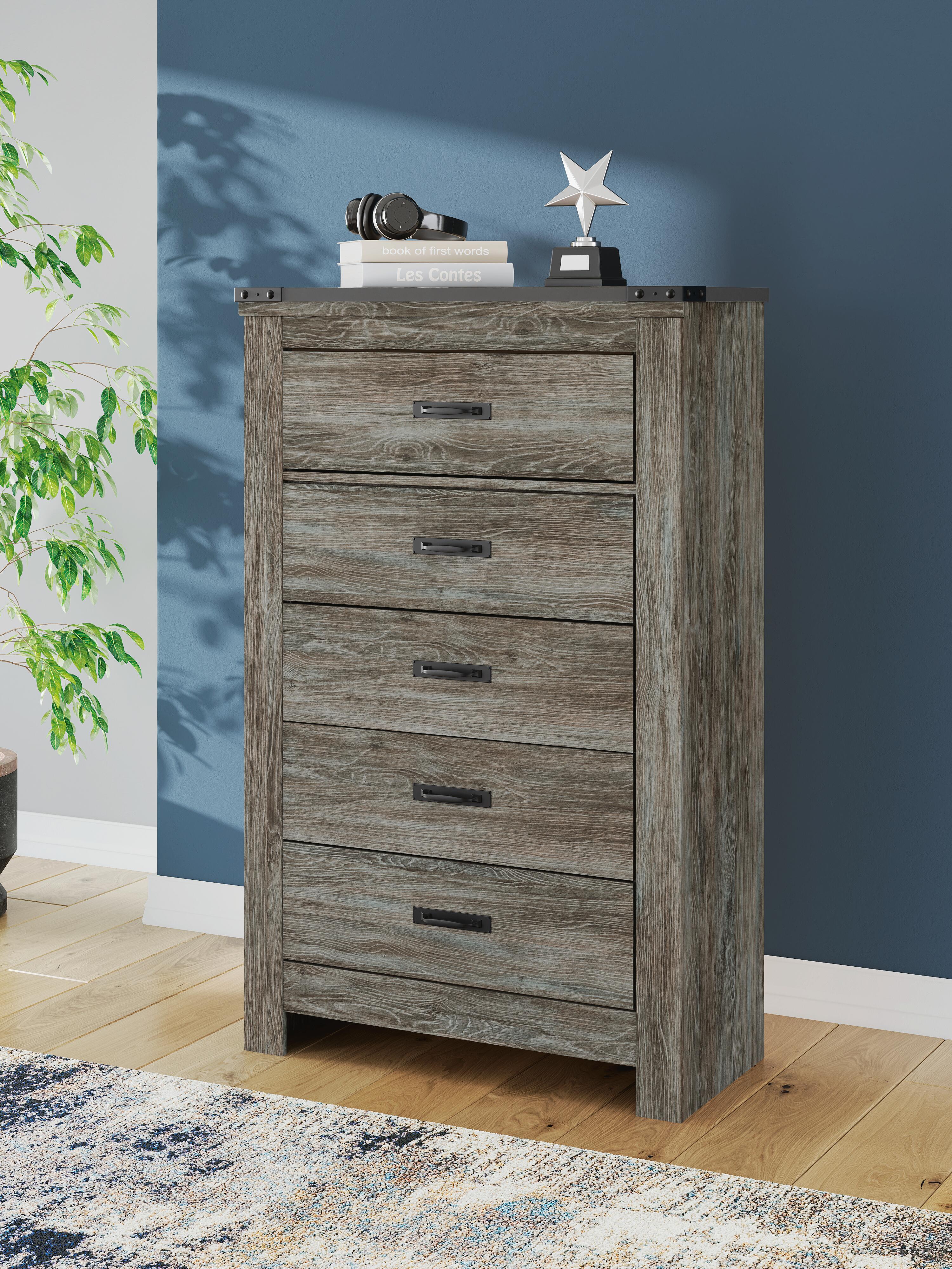 Dar Furniture - Ashley Furniture - Frandern Chest of Drawers - Five Drawer Chest / Gray - B4480-46