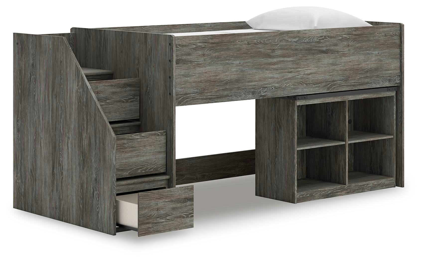 Frandern Twin Loft  Bed with Bookcase Storage