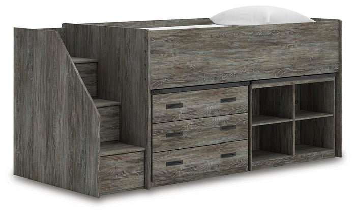 Frandern Twin Loft  Bed with Bookcase and Drawer Storage