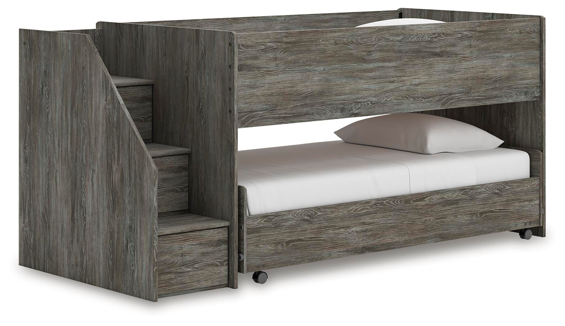 Dar Furniture - Ashley Furniture - Frandern Twin over Twin Loft Bed - Twin over Twin Loft Bed / Gray - B4480B13