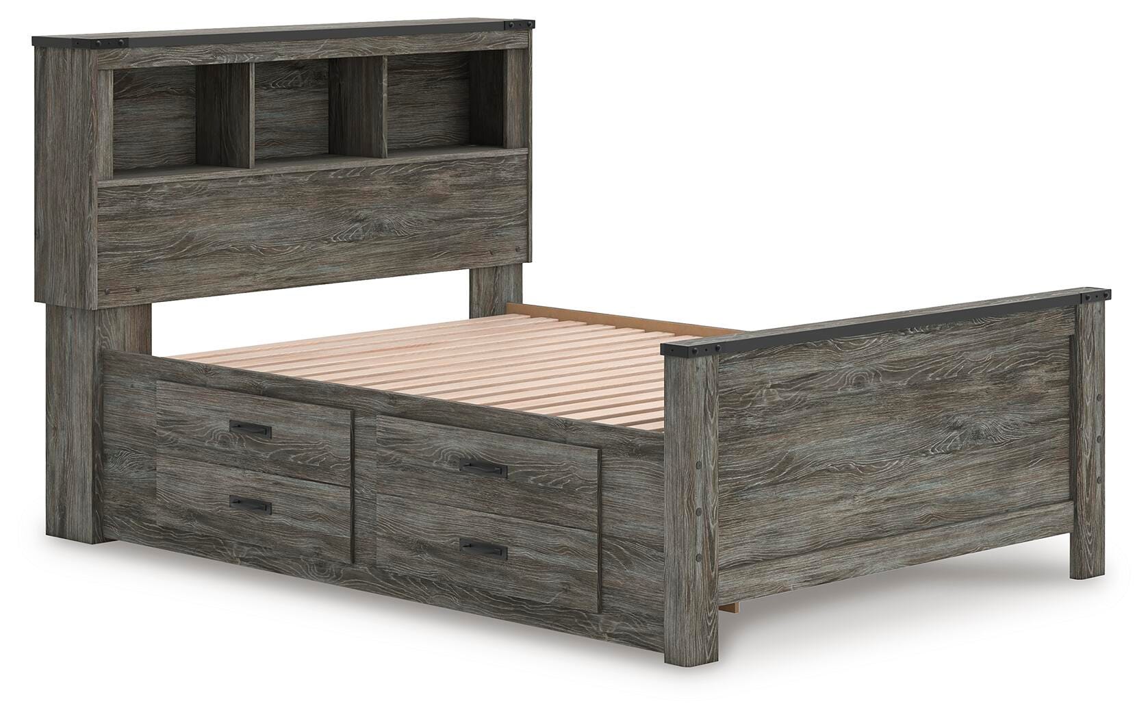 Frandern Full Bookcase Panel Bed with Storage