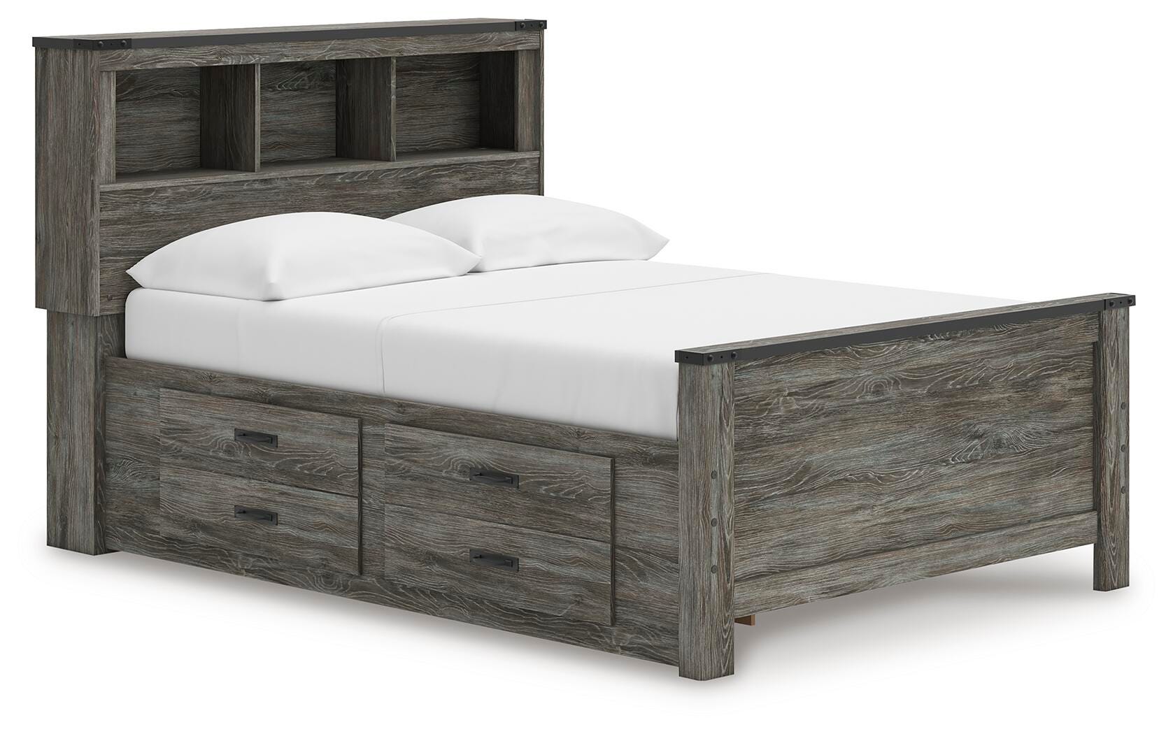 Dar Furniture - Ashley Furniture - Frandern Full Bookcase Panel Bed with Storage - Full Bookcase Panel Bed with Storage / Gray - B4480B9
