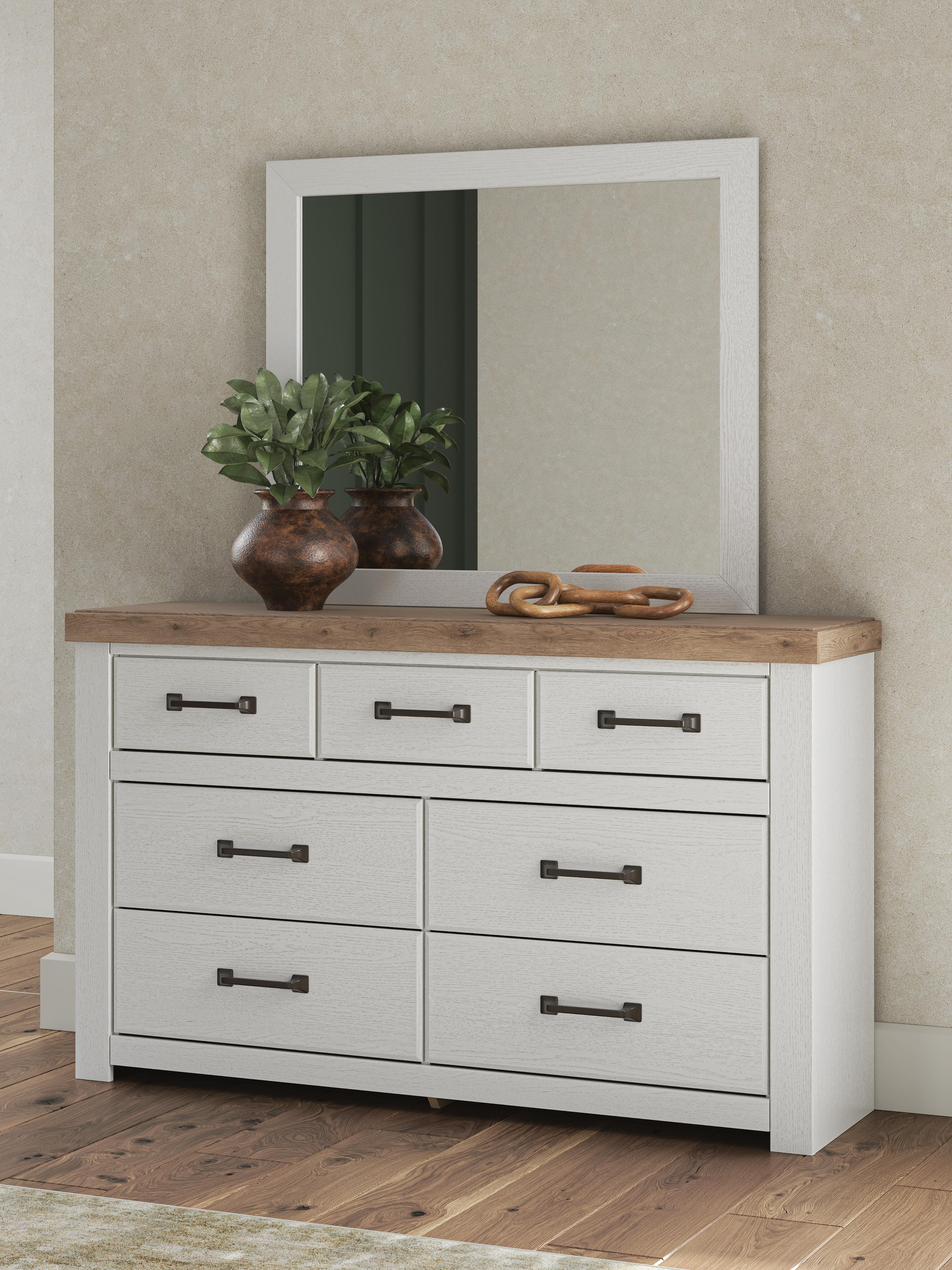 Dar Furniture - Ashley Furniture - Savonport Dresser and Mirror - Dresser and Mirror / White/Brown - B4615B1