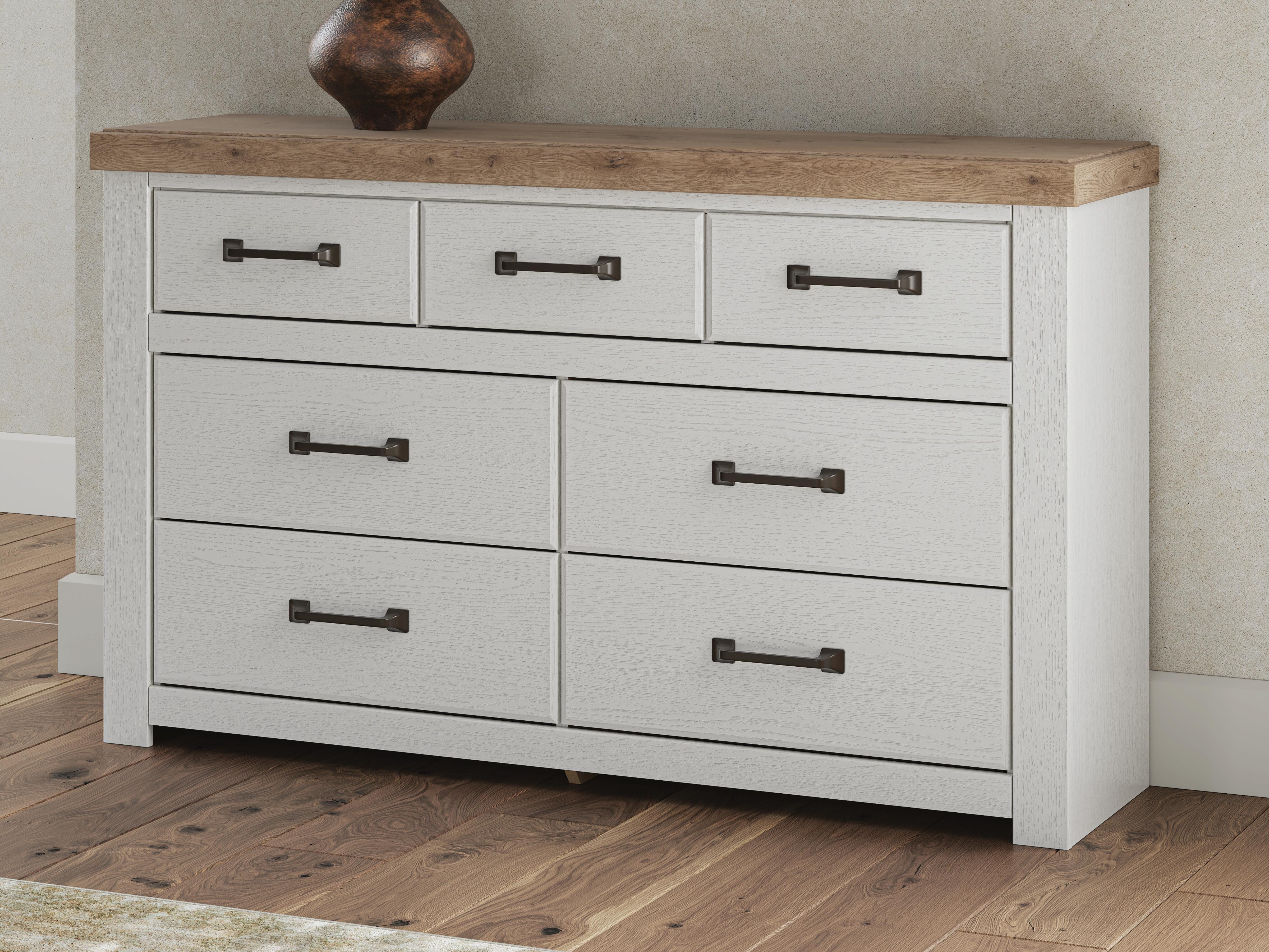 Dar Furniture - Ashley Furniture - Savonport Dresser - Seven Drawer Dresser / White/Brown - B4615-31