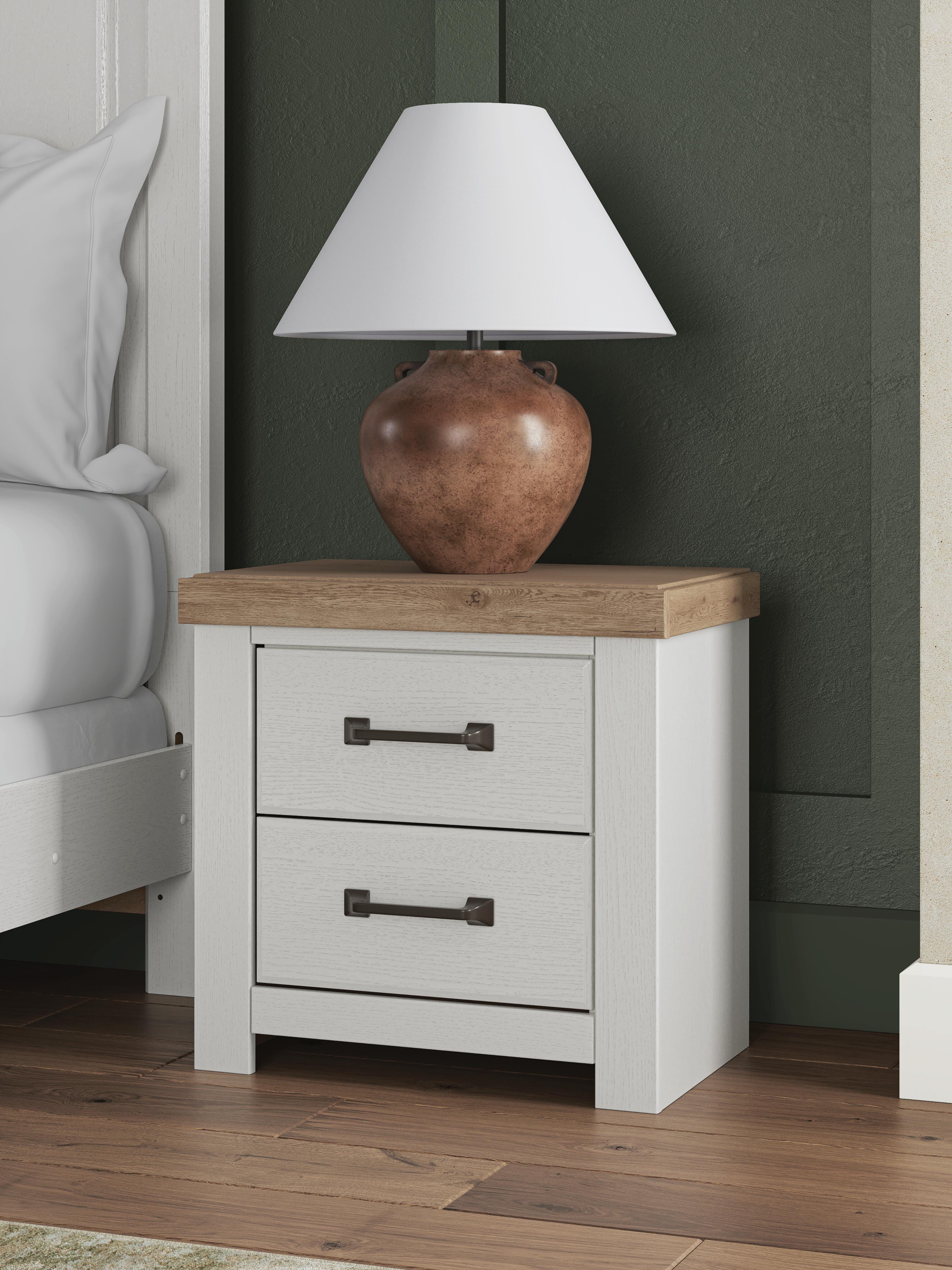 Dar Furniture - Ashley Furniture - Savonport Nightstand - Two Drawer Night Stand / White/Brown - B4615-92