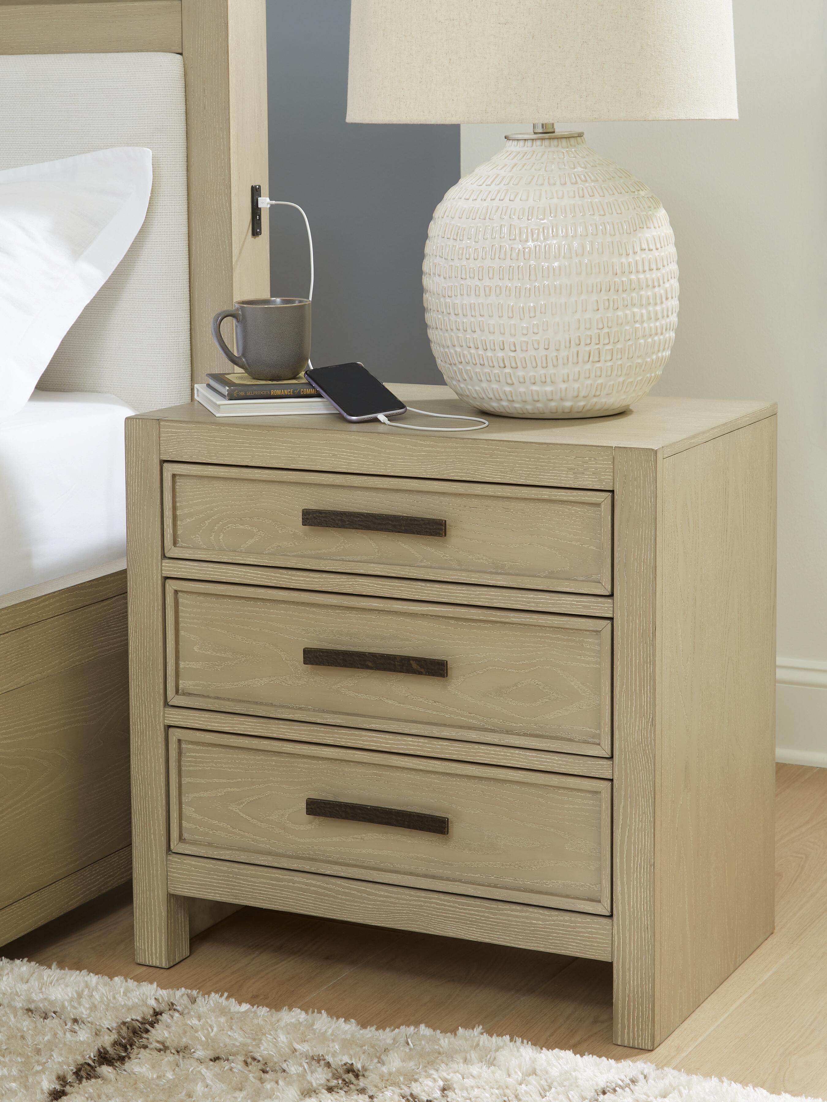 Dar Furniture - Ashley Furniture - Calmoro Nightstand - Three Drawer Night Stand / Gray - B602-93