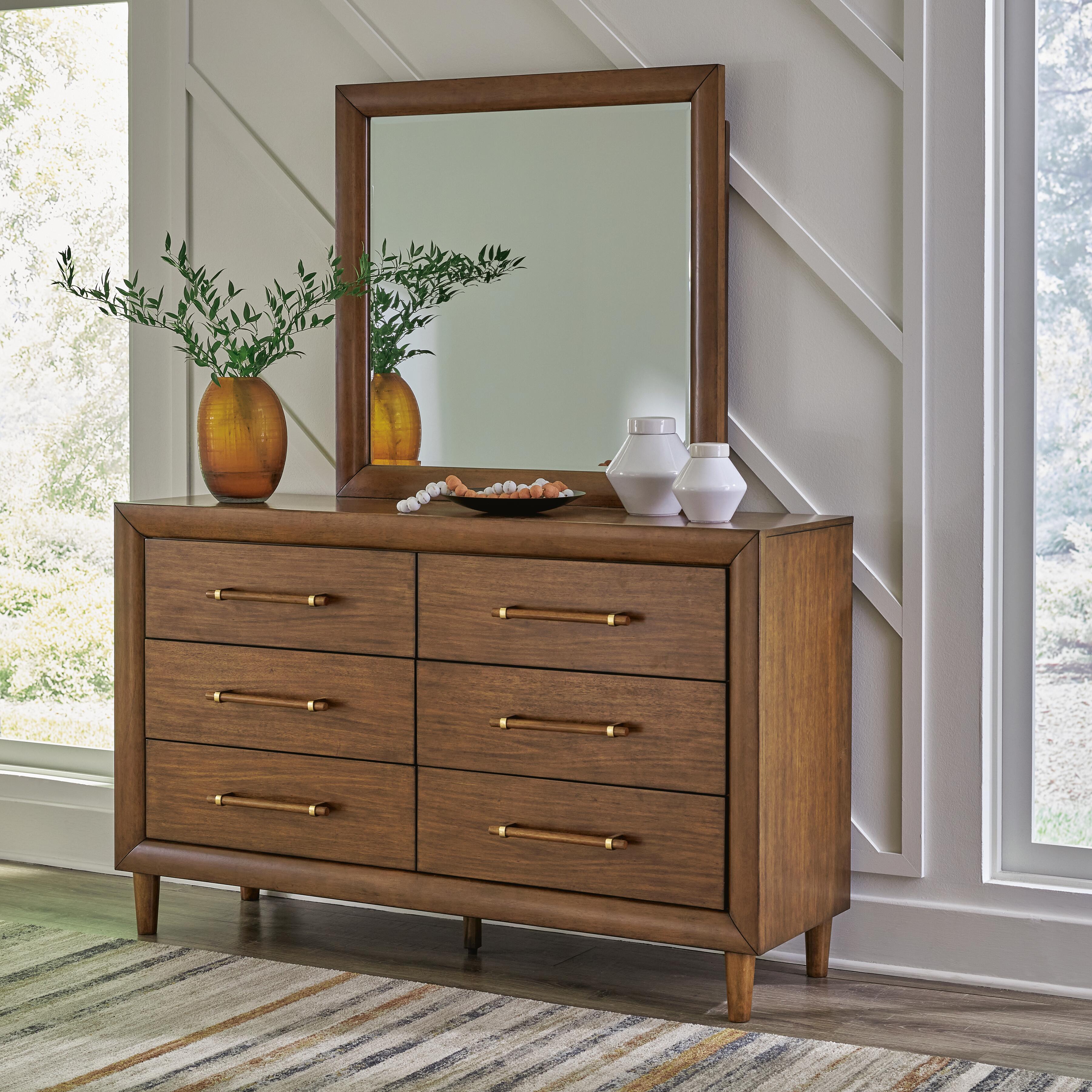 Dar Furniture - Ashley Furniture - Lyncott Dresser and Mirror - Dresser and Mirror / Brown - B615B1