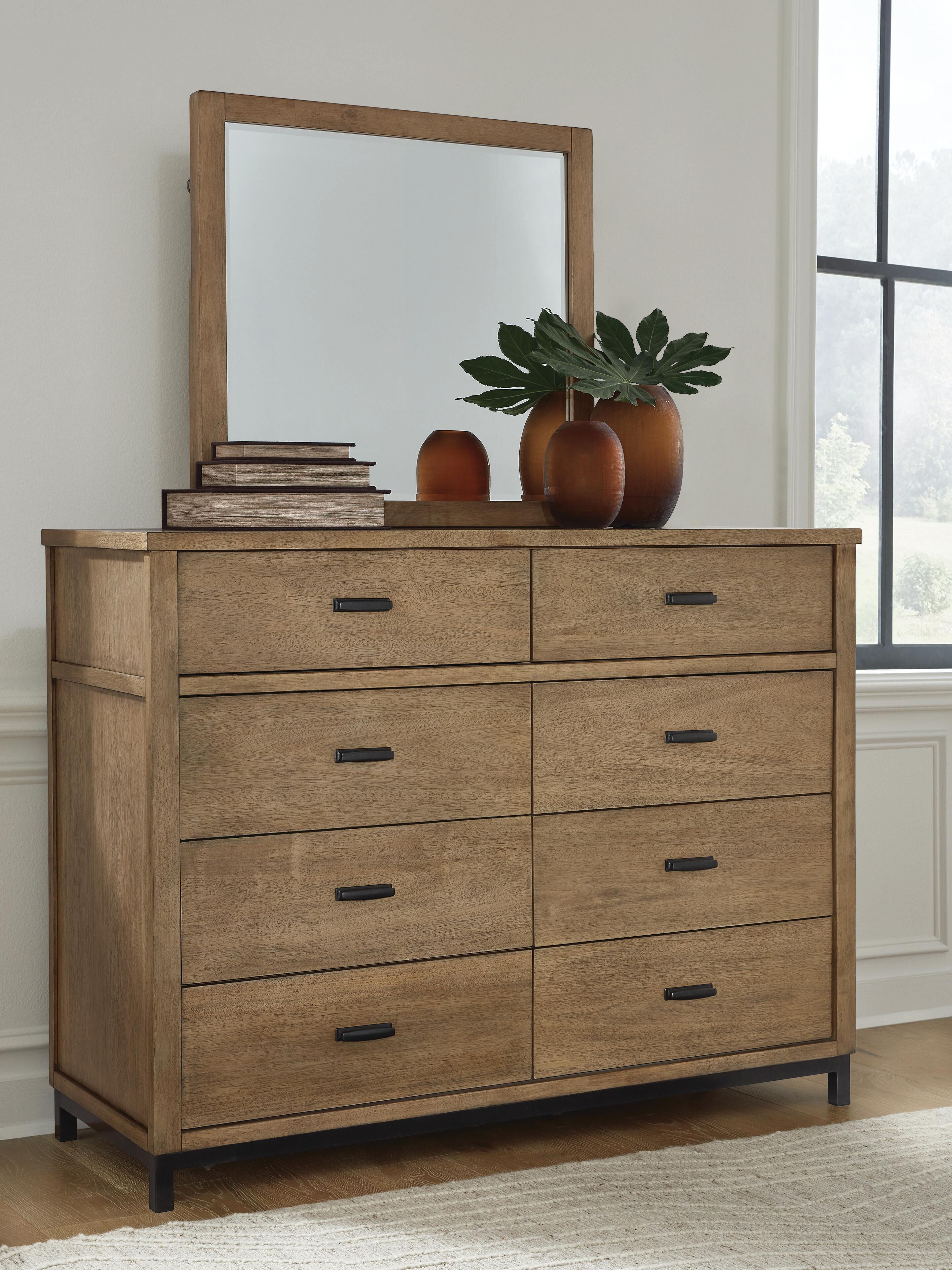 Dar Furniture - Ashley Furniture - Tomtyn Dresser and Mirror - Dresser and Mirror / Light Brown - B622B1