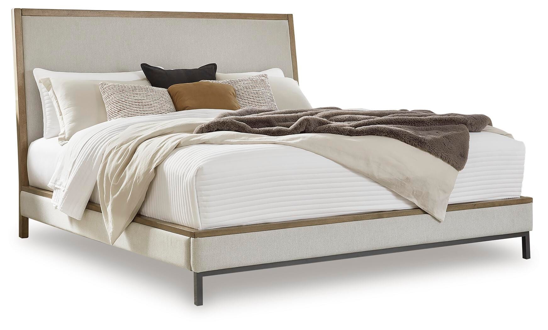 Dar Furniture - Ashley Furniture - Tomtyn Queen Upholstered Bed - Queen Upholstered Bed / Light Brown - B622B2