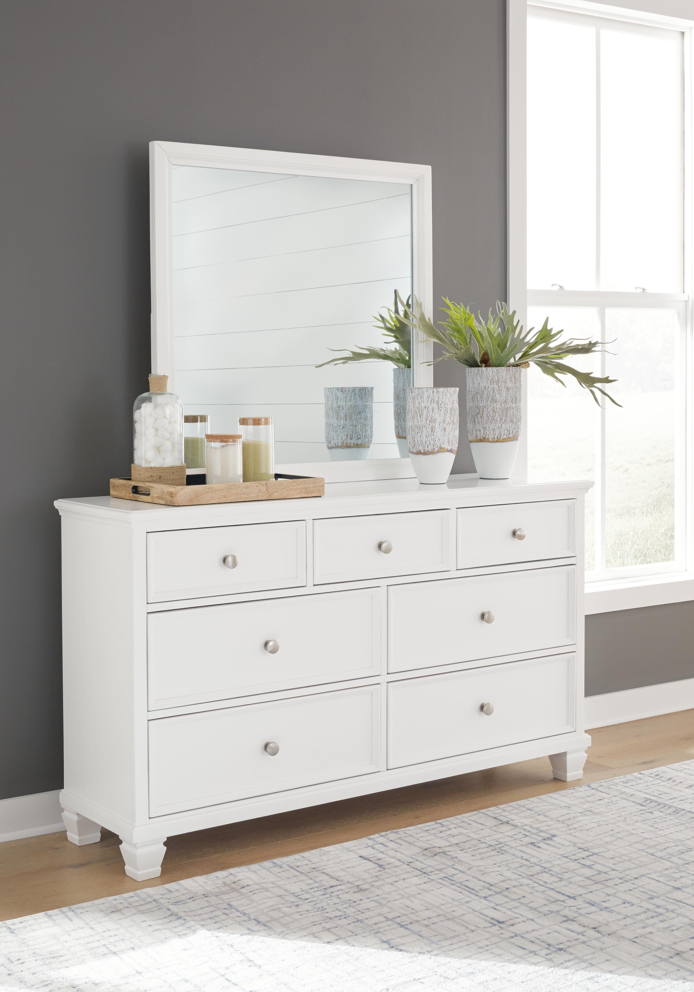 Dar Furniture - Ashley Furniture - Fortman Dresser and Mirror - Dresser and Mirror / White - B680B1