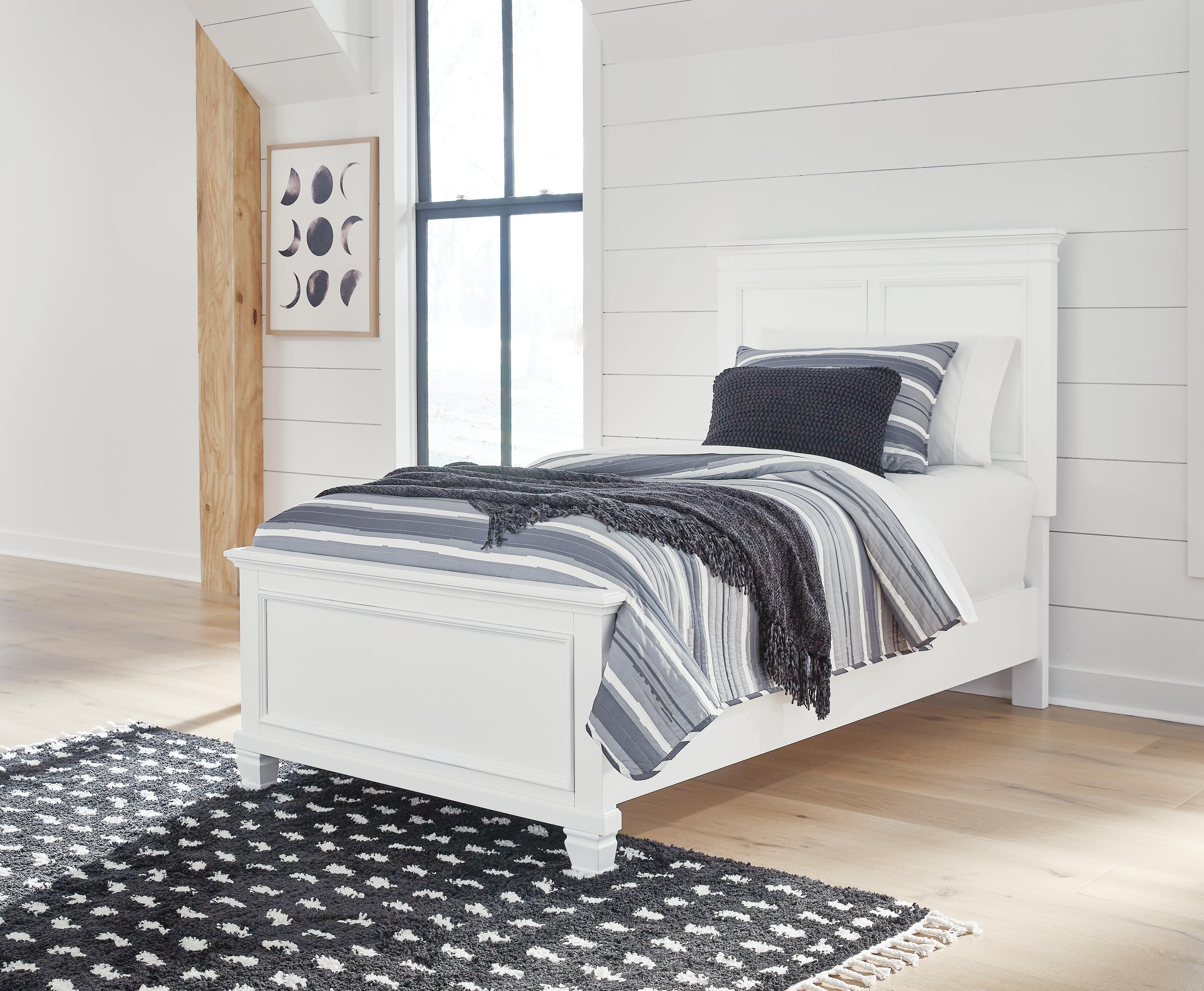 Dar Furniture - Ashley Furniture - Fortman Twin Panel Bed - Twin Panel Bed / White - B680B6