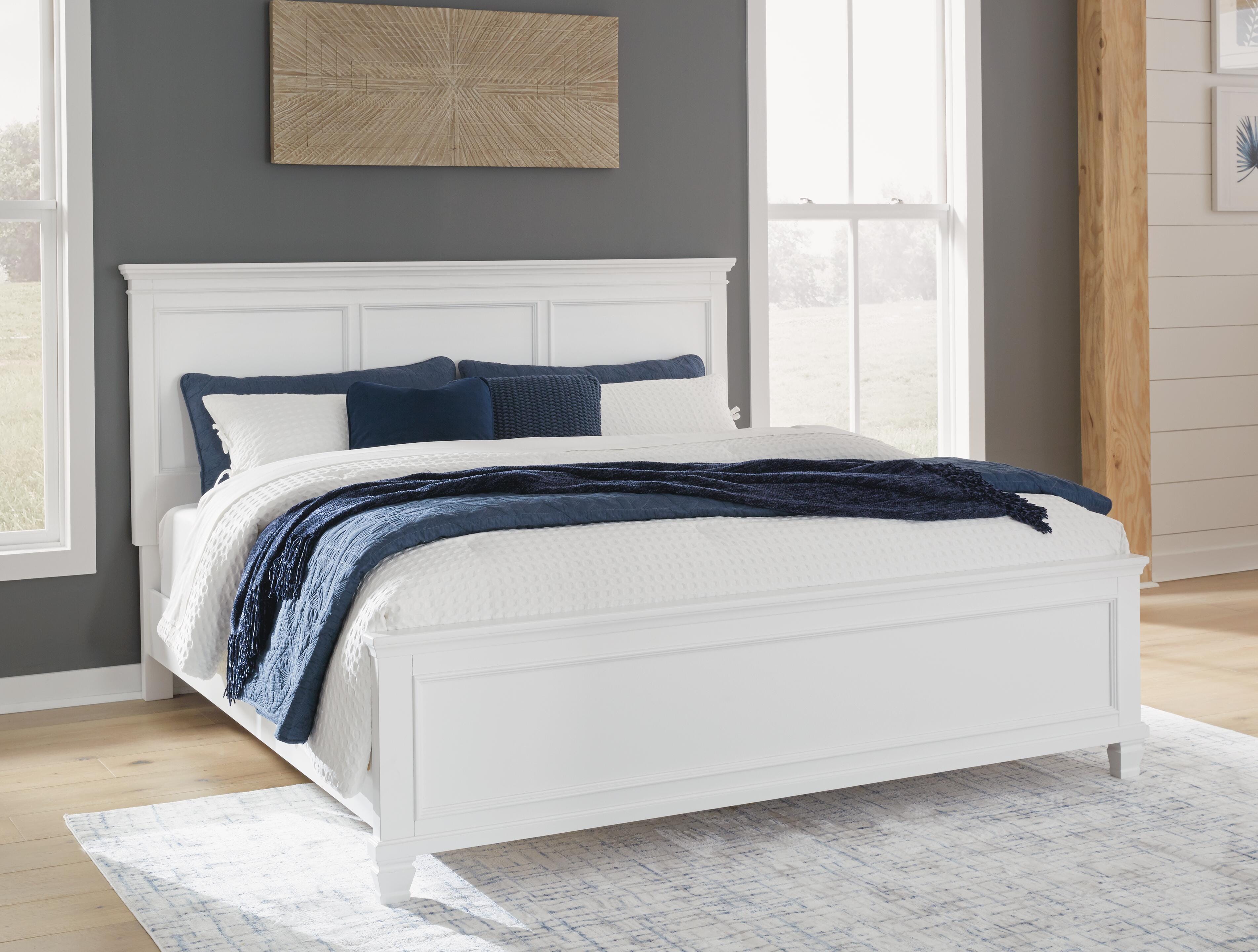 Dar Furniture - Ashley Furniture - Fortman King Panel Bed - King Panel Bed / White - B680B4