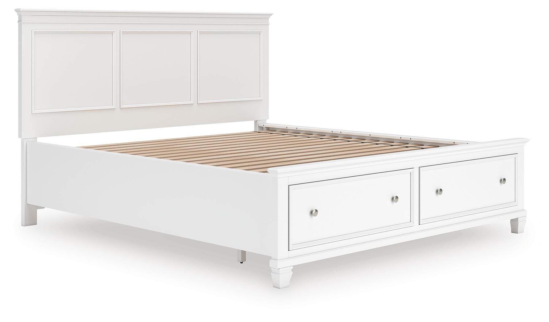 Dar Furniture - Ashley Furniture - Fortman California King Panel Storage Bed - California King Panel Storage Bed / White - B680B23
