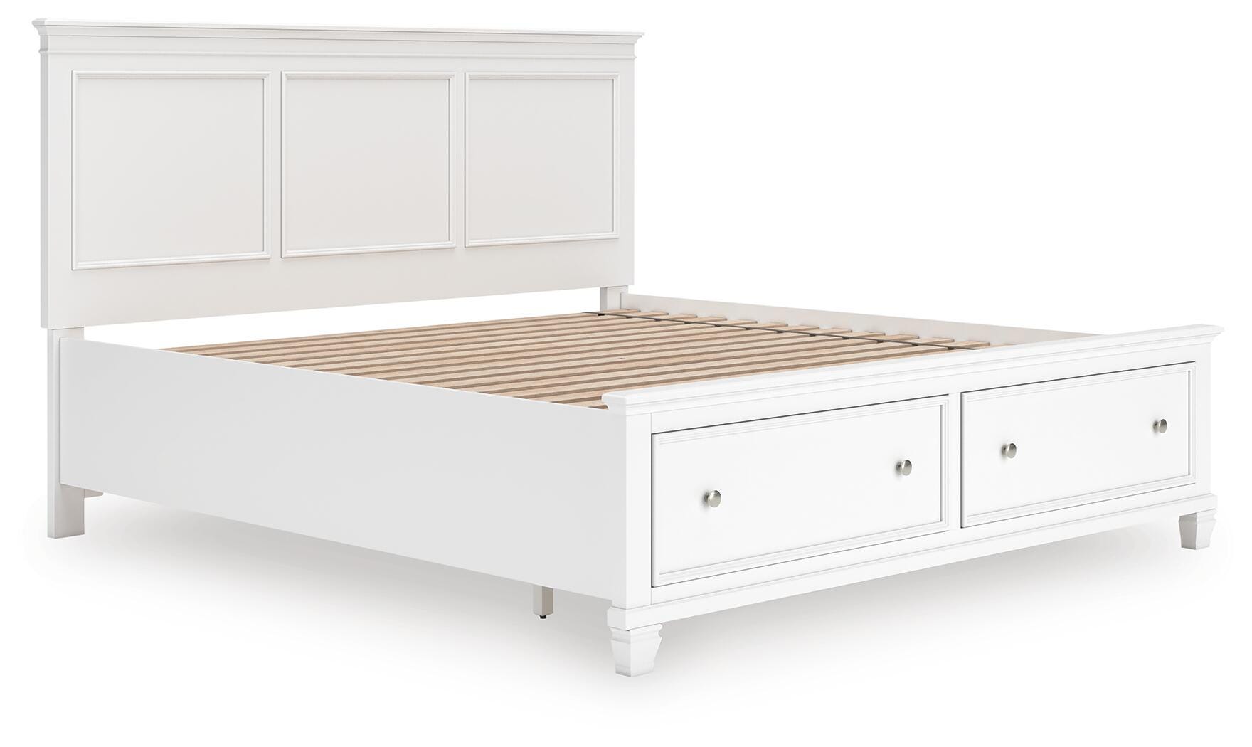 Dar Furniture - Ashley Furniture - Fortman King Panel Storage Bed - King Panel Storage Bed / White - B680B22