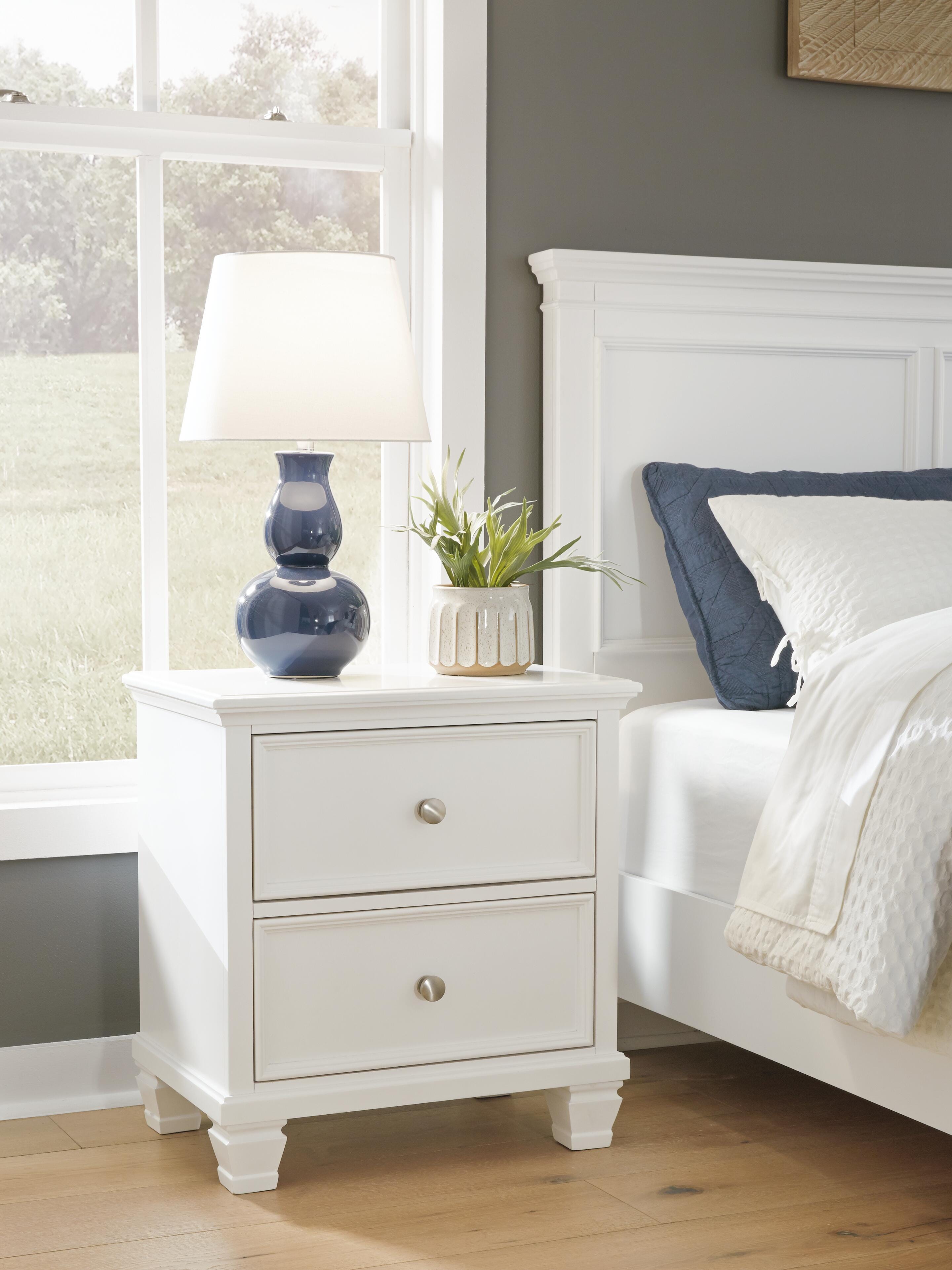 Dar Furniture - Ashley Furniture - Fortman Nightstand - Two Drawer Night Stand / White - B680-92