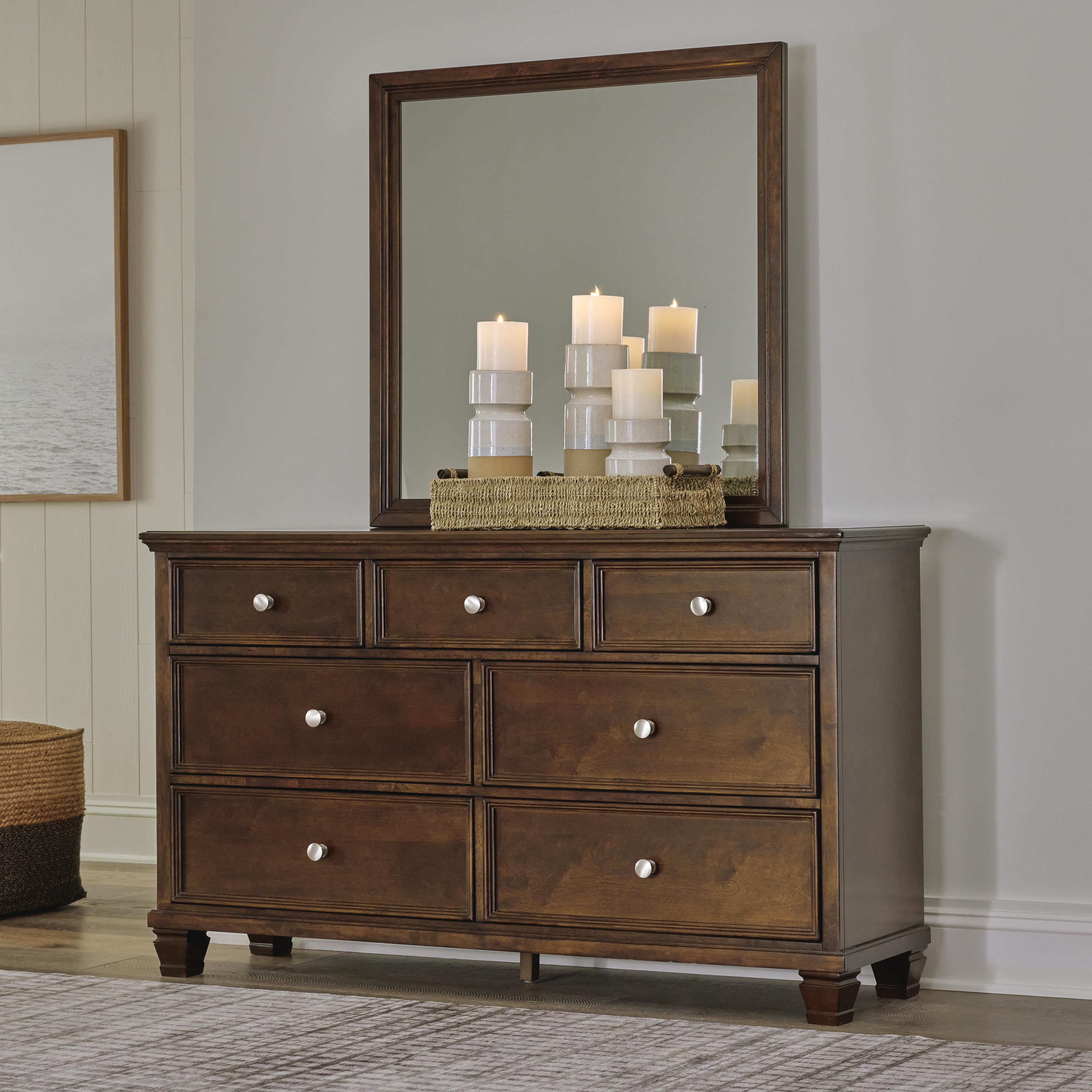 Dar Furniture - Ashley Furniture - Danabrin Dresser and Mirror - Dresser and Mirror / Brown - B685B1