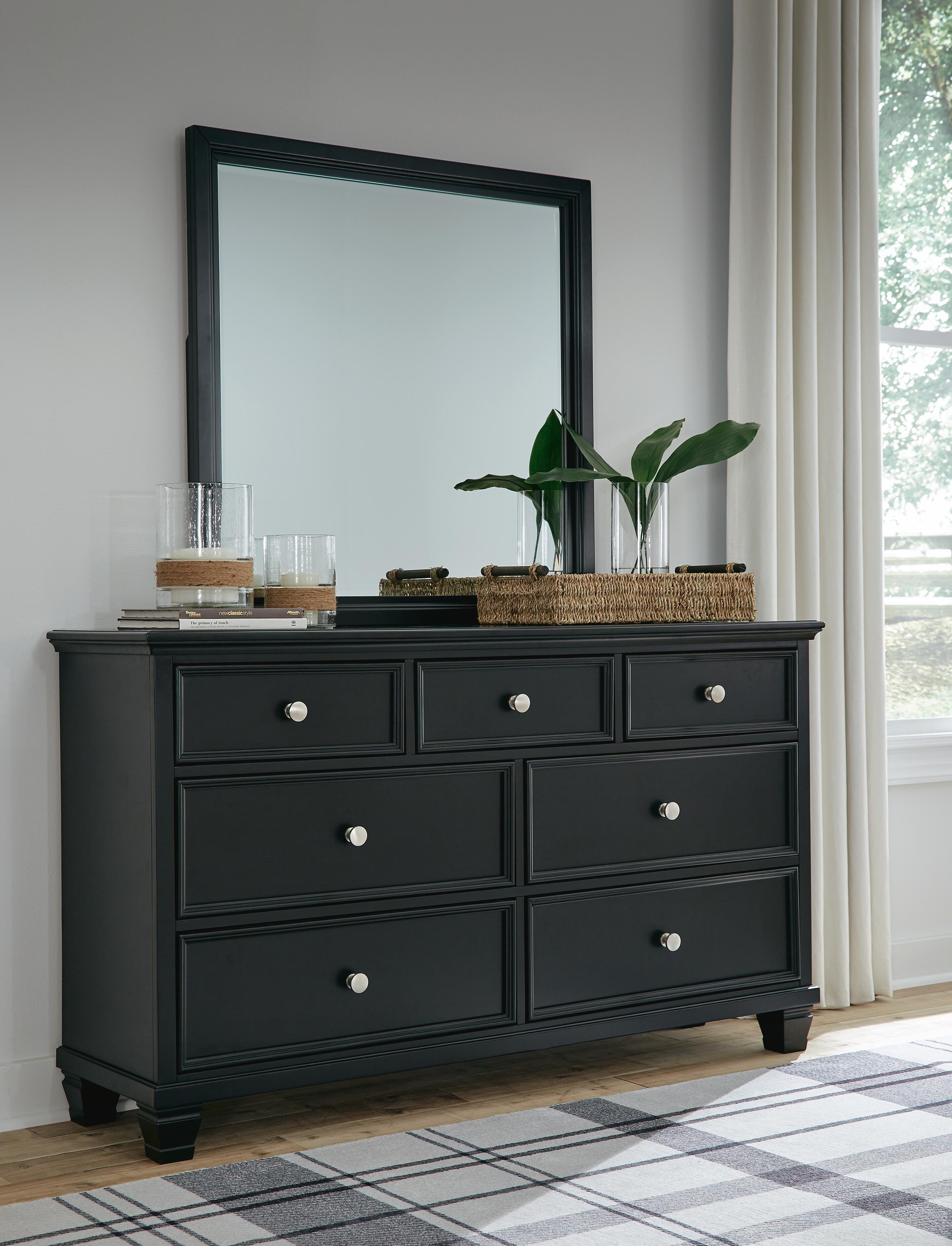 Dar Furniture - Ashley Furniture - Lanolee Dresser and Mirror - Dresser and Mirror / Black - B687B1