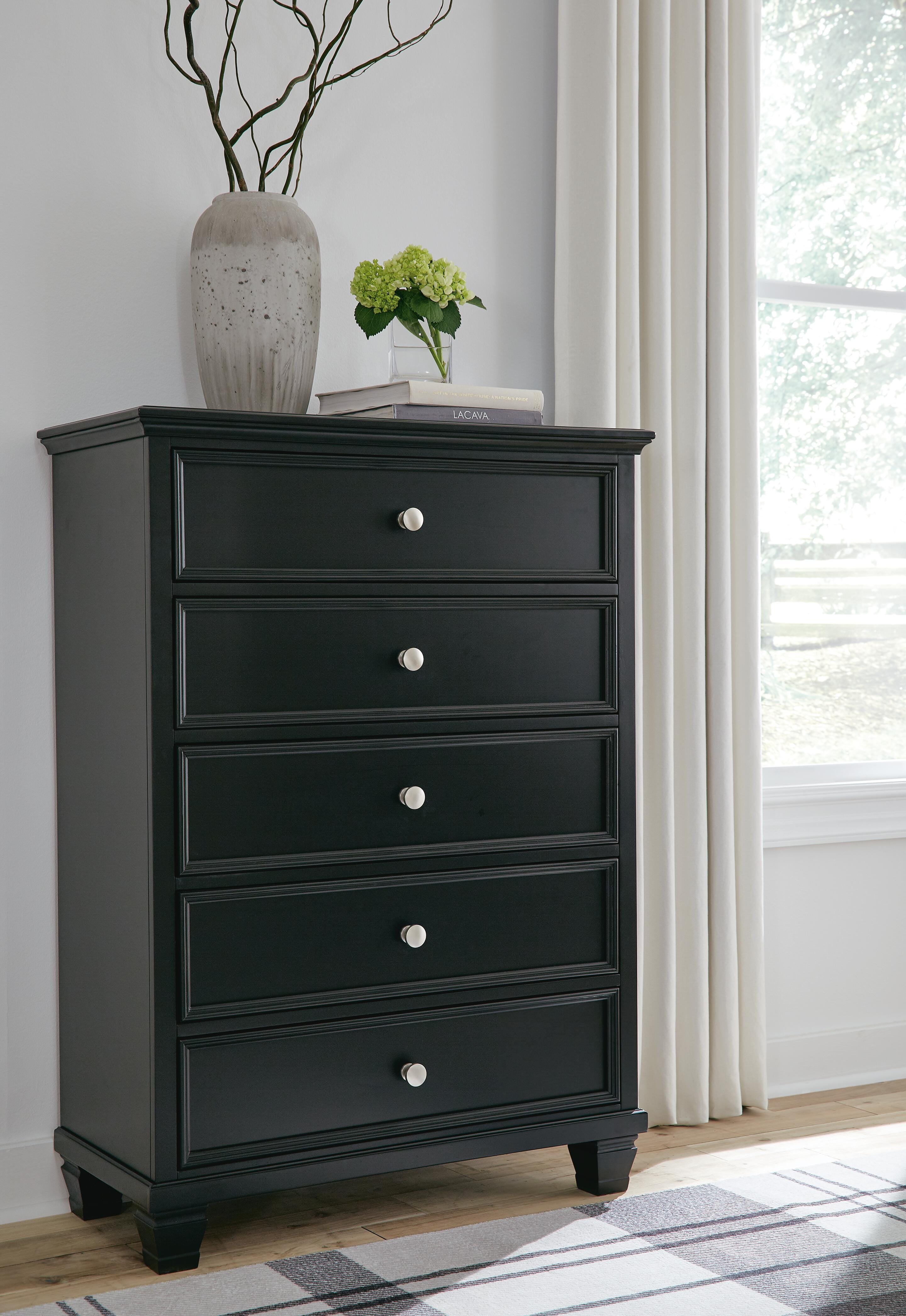 Dar Furniture - Ashley Furniture - Lanolee Chest of Drawers - Five Drawer Chest / Black - B687-46