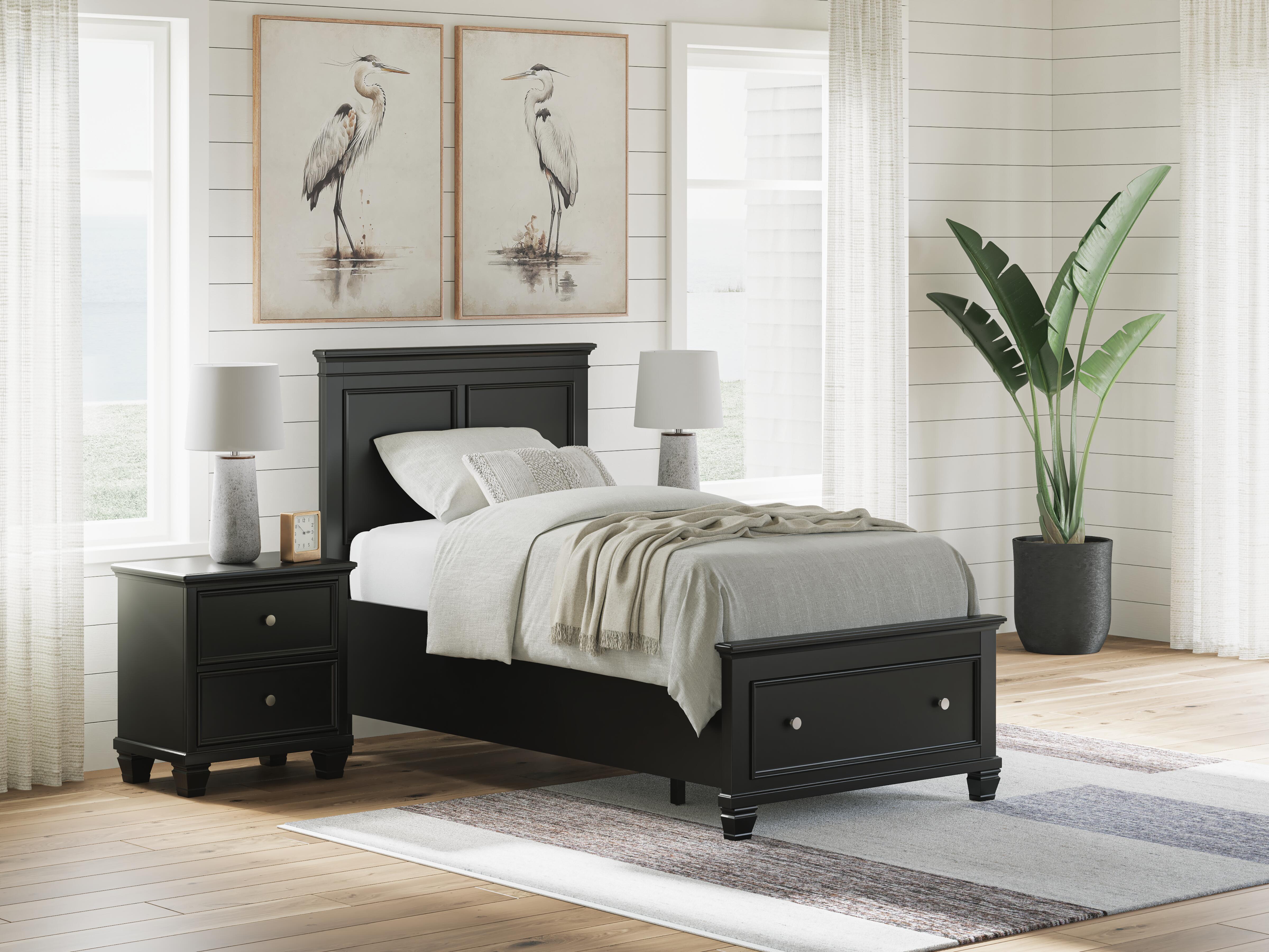 Dar Furniture - Ashley Furniture - Lanolee Twin Panel Storage Bed - Twin Panel Storage Bed / Black - B687B21