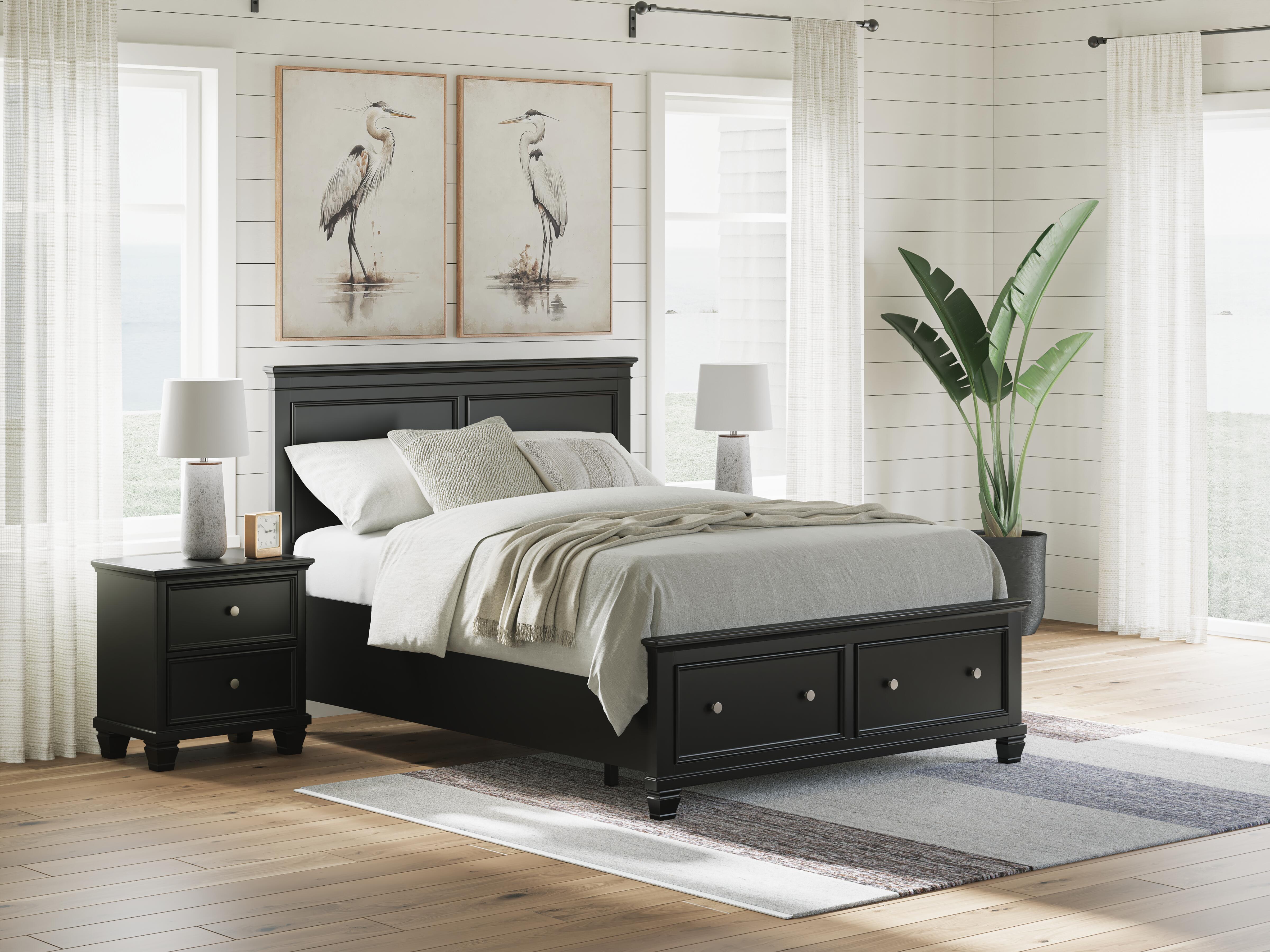 Dar Furniture - Ashley Furniture - Lanolee Queen Panel Storage Bed - Queen Panel Storage Bed / Black - B687B17