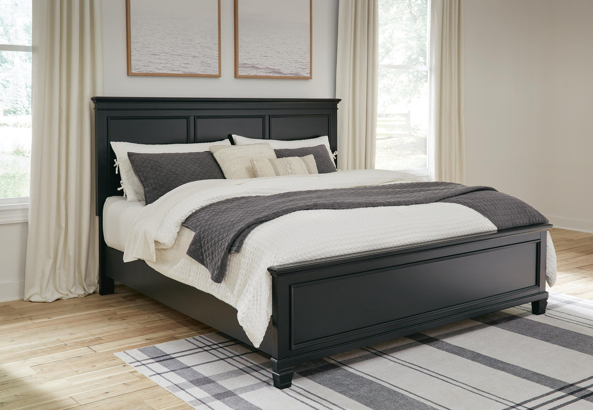 Dar Furniture - Ashley Furniture - Lanolee King Panel Bed - King Panel Bed / Black - B687B8