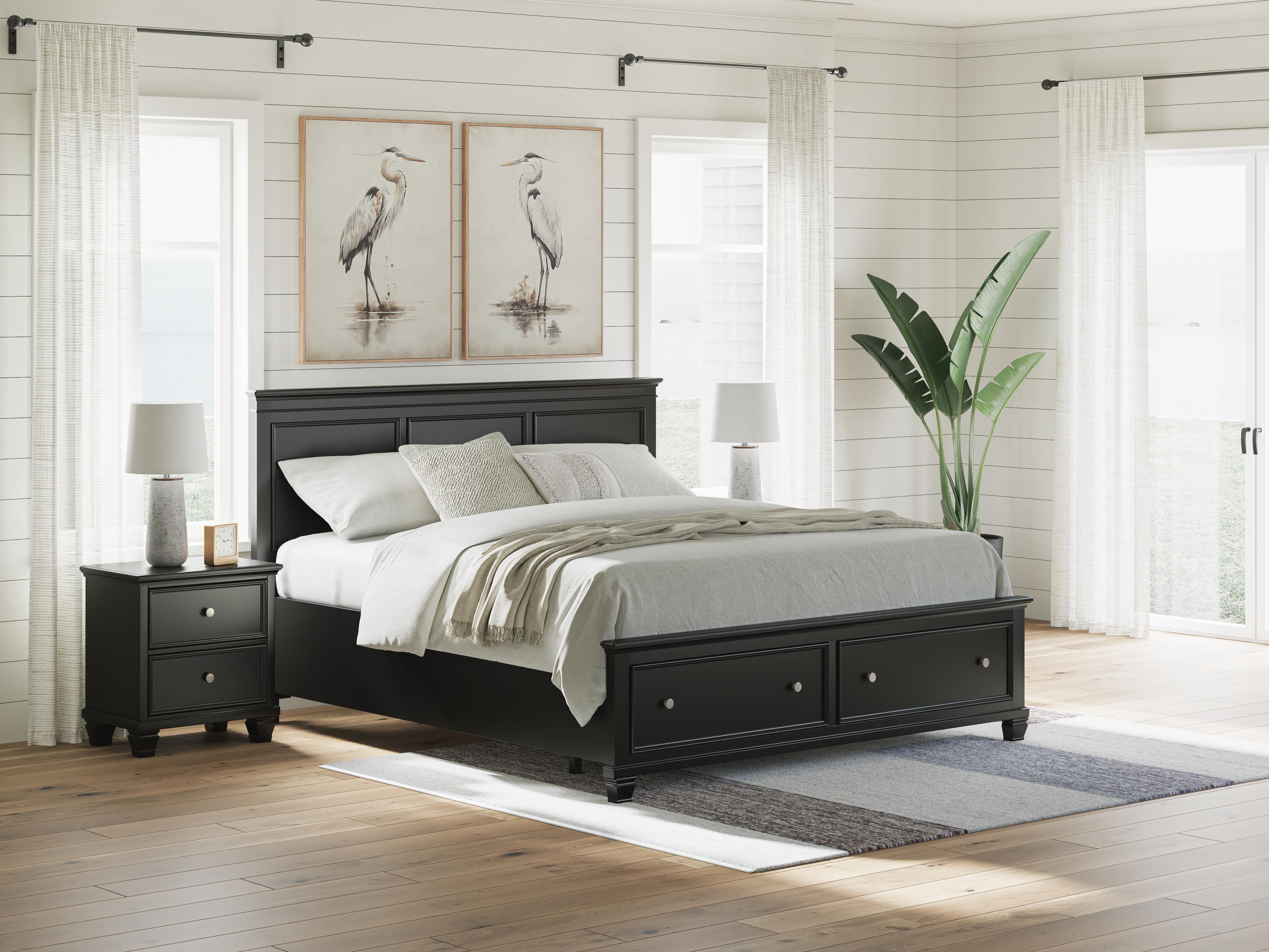 Dar Furniture - Ashley Furniture - Lanolee California King Panel Storage Bed - California King Panel Storage Bed / Black - B687B20